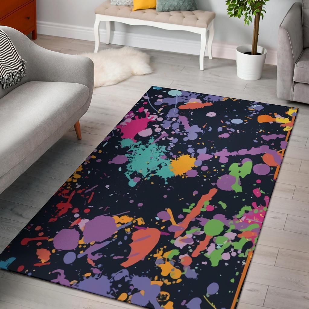 Colorful Paint Drip Abstract Area Rug Chrismas Gift - Indoor Outdoor Rugs