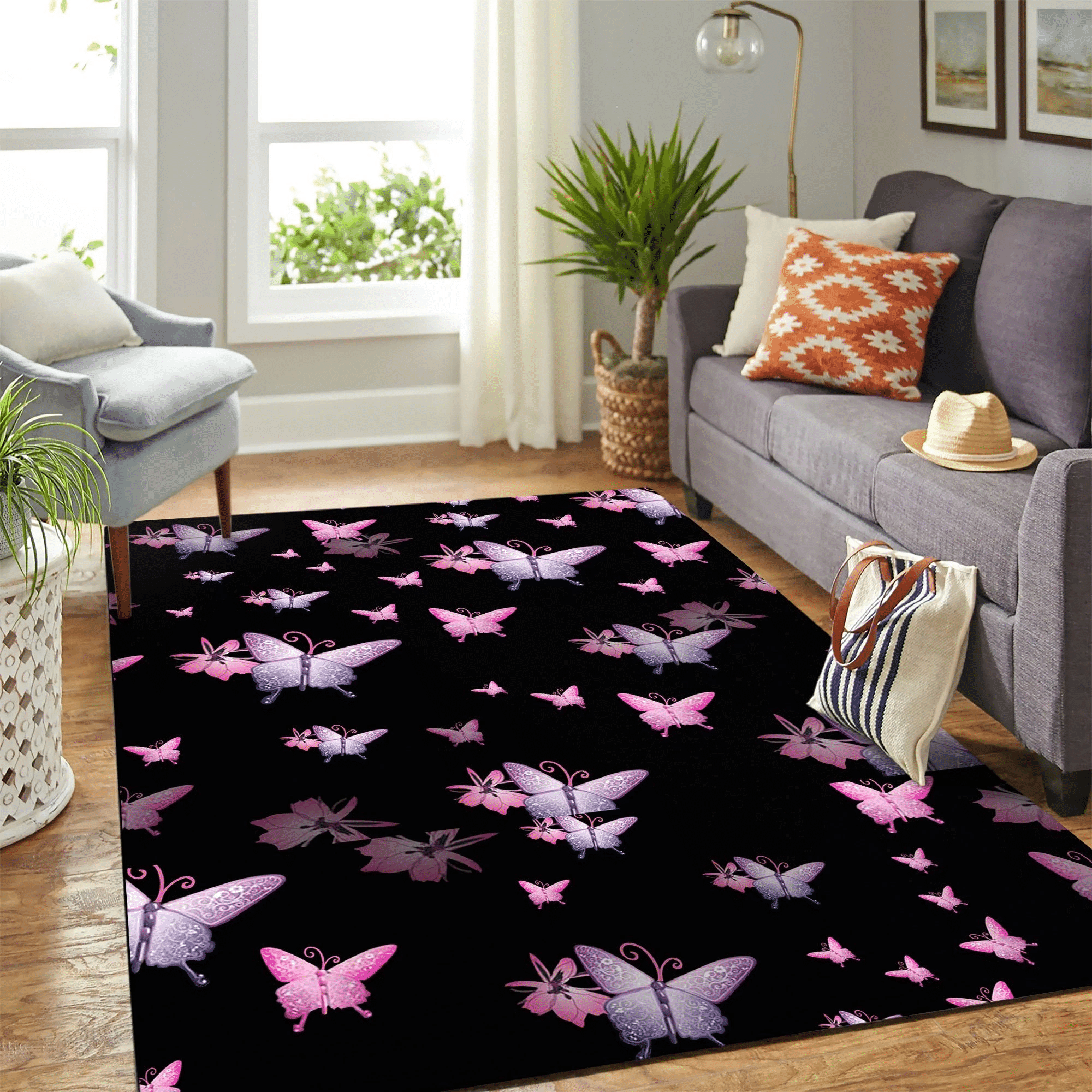 Butterfly Carpet Floor Area Rug Chrismas Gift - Indoor Outdoor Rugs