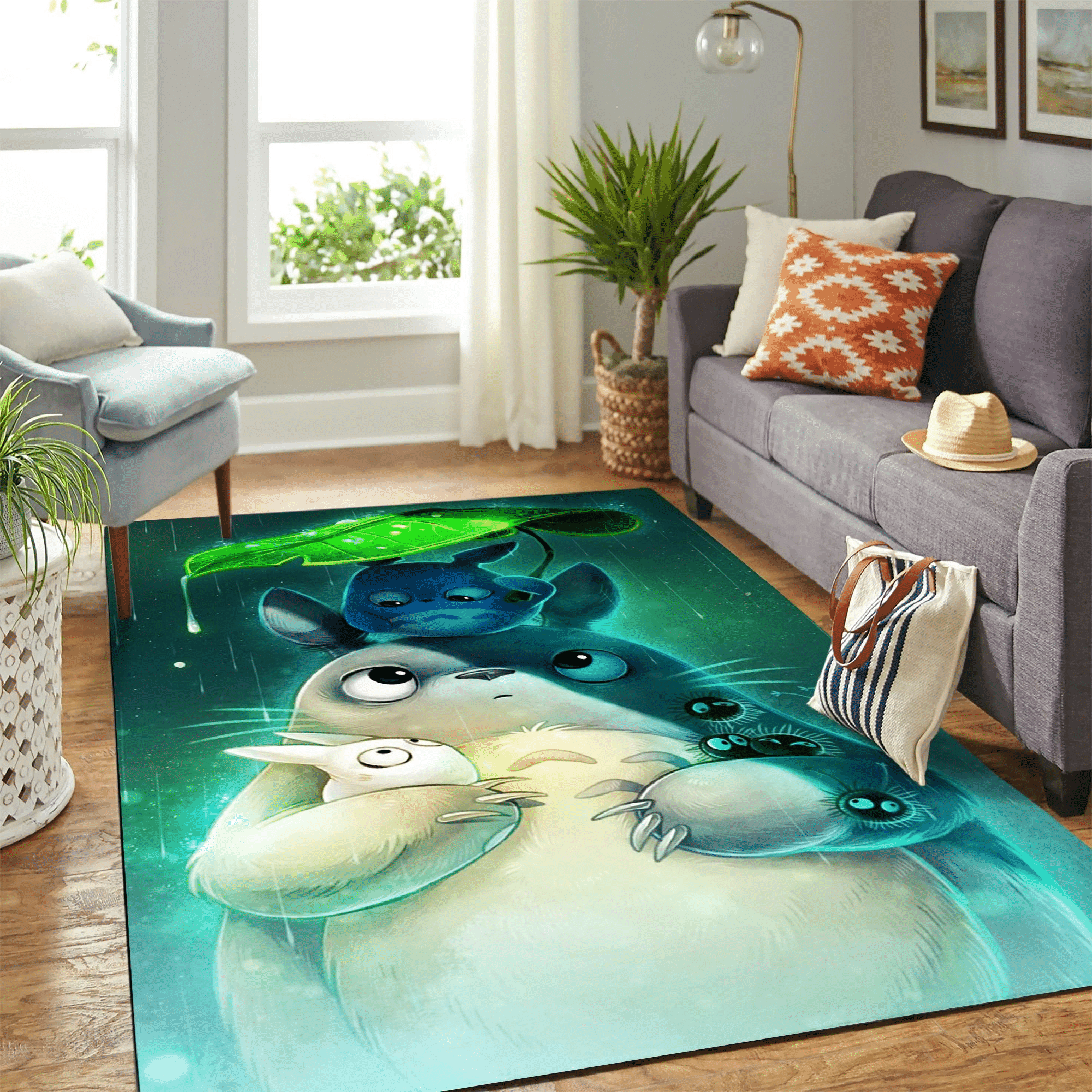 Totoro Rain Carpet Rug Chrismas Gift - Indoor Outdoor Rugs