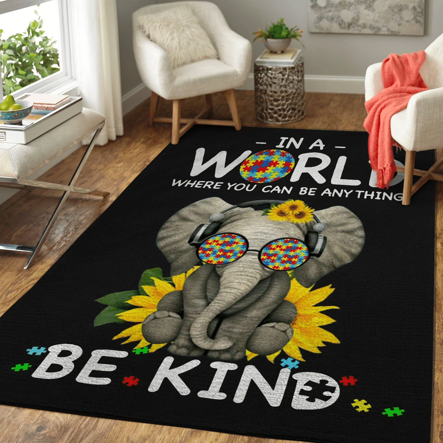 Autism Elephant Area Rug Chrismas Gift - Indoor Outdoor Rugs