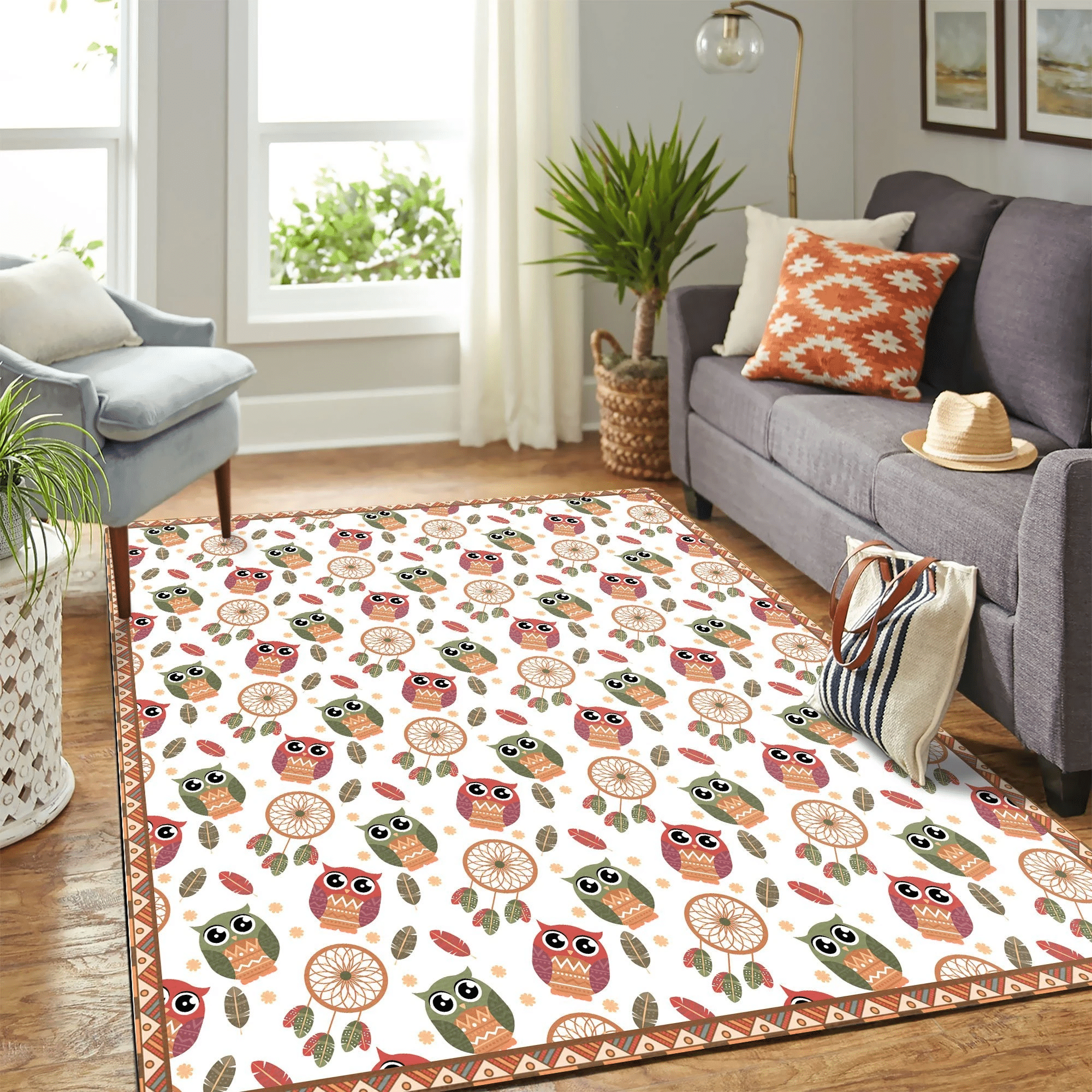 Cute Owl Pattern Mk Carpet Area Rug Chrismas Gift - Indoor Outdoor Rugs