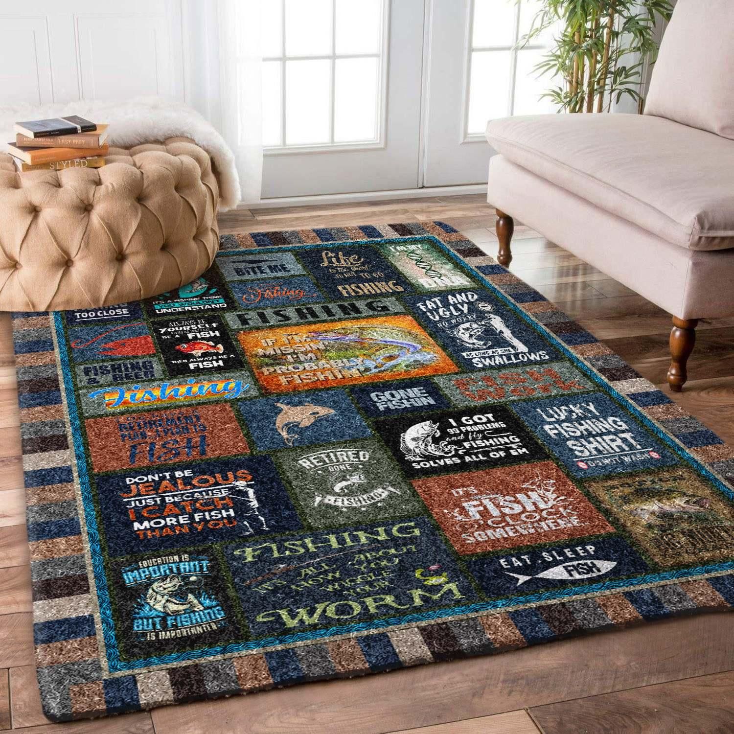 Fishing Rug Chrismas Gift - Indoor Outdoor Rugs