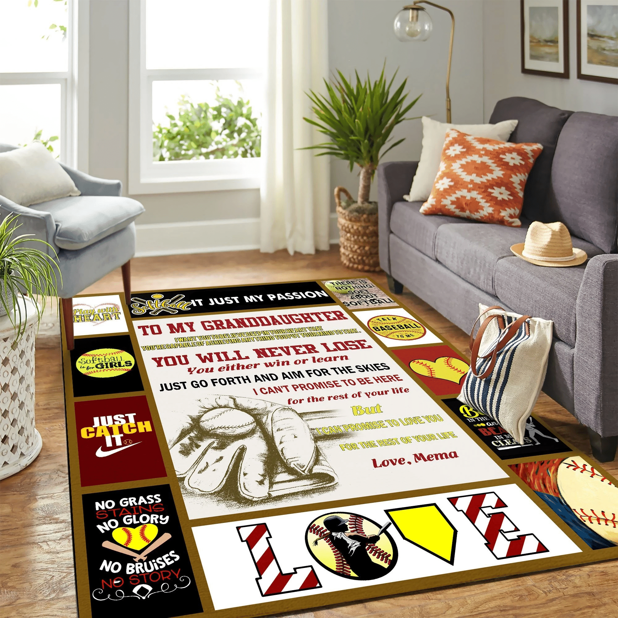 Softball Copy Mk Carpet Area Rug Chrismas Gift - Indoor Outdoor Rugs