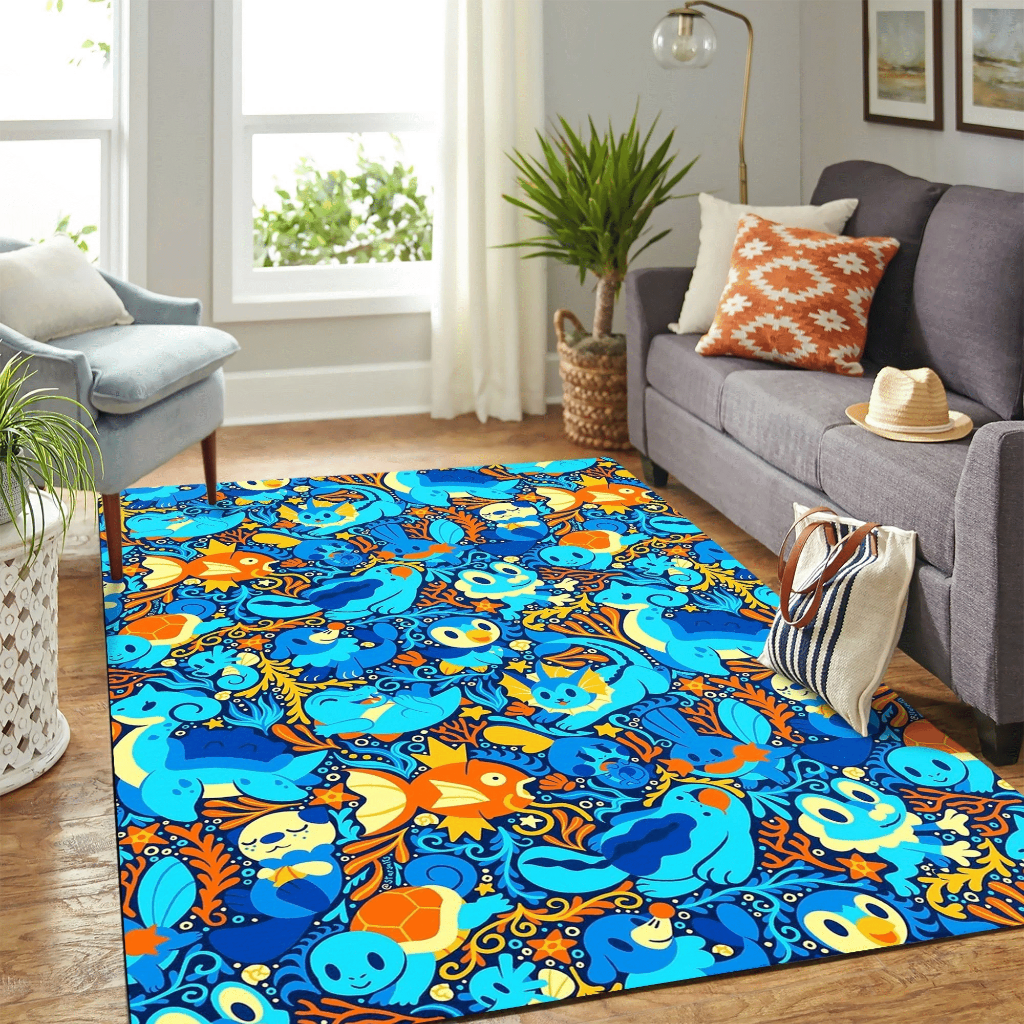 Pokemon Water Blue New Carpet Floor Area Rug Chrismas Gift – Indoor Outdoor Rugs