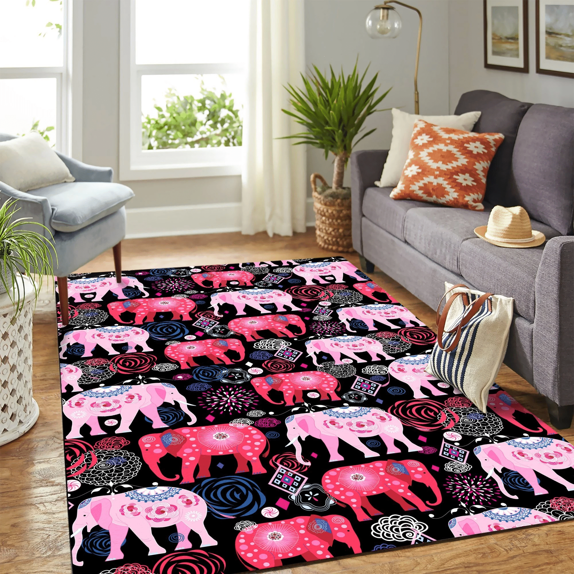 Elephant Pattern Carpet Rug Chrismas Gift - Indoor Outdoor Rugs