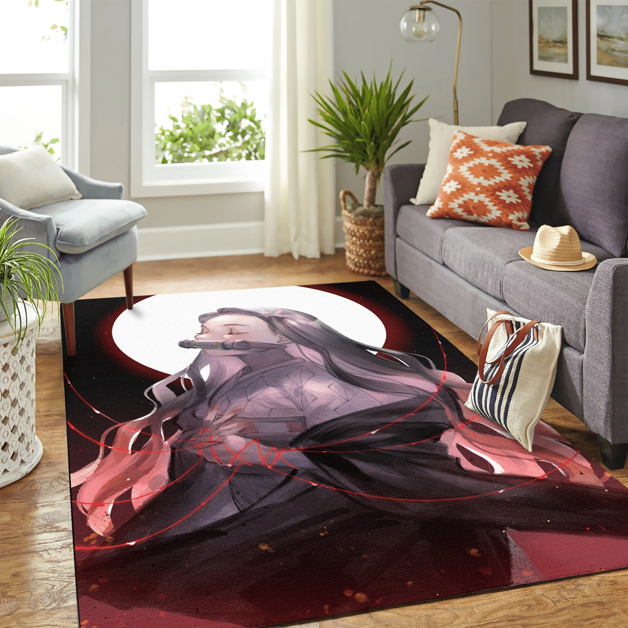 Kamado Nezuko Demon Slayer Moon Carpet Floor Area Rug Chrismas Gift - Indoor Outdoor Rugs