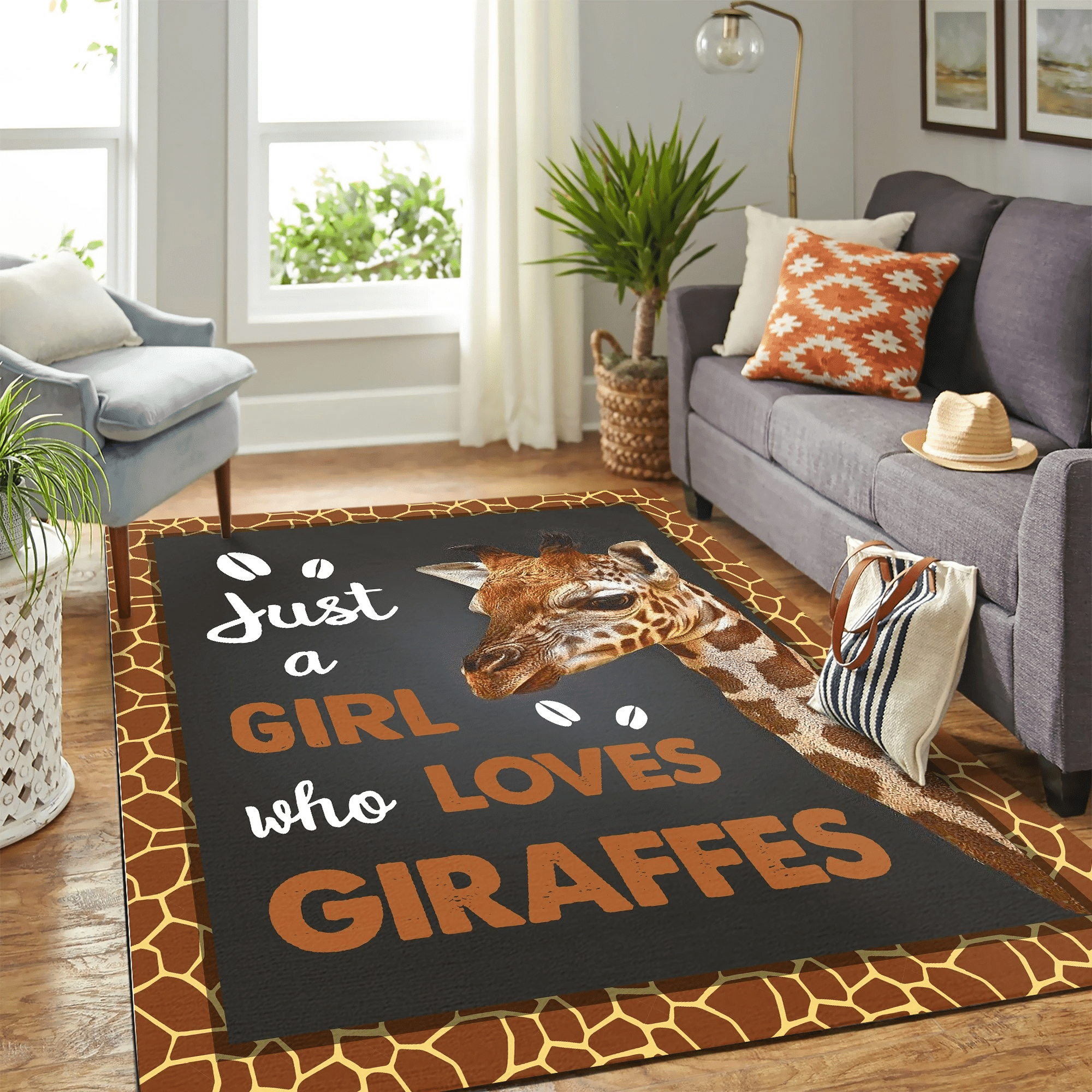 Just A Girl Who Love Giraffe Mk Carpet Area Rug Chrismas Gift - Indoor Outdoor Rugs