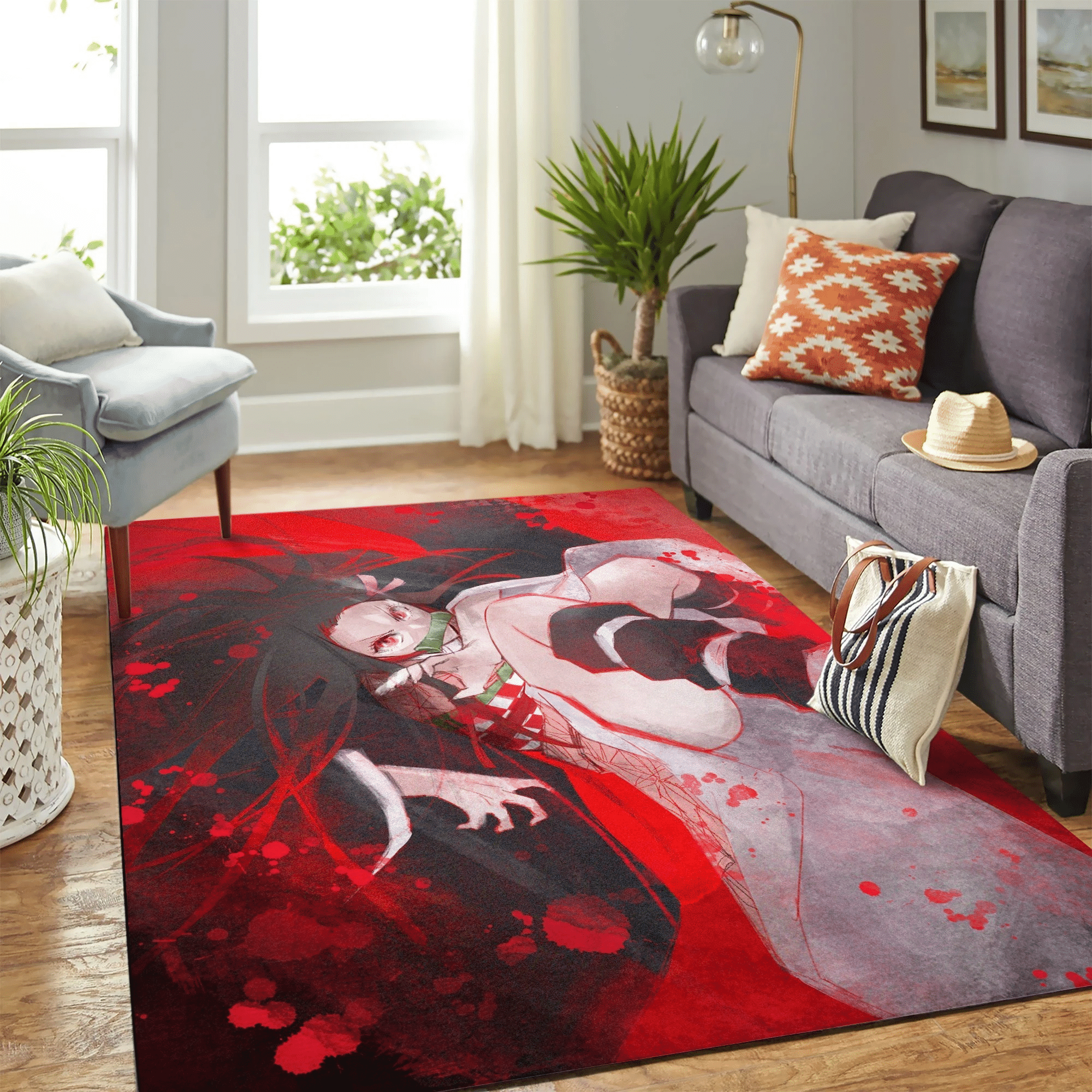 Kamado Nezuko In Blood Carpet Floor Area Rug Chrismas Gift - Indoor Outdoor Rugs