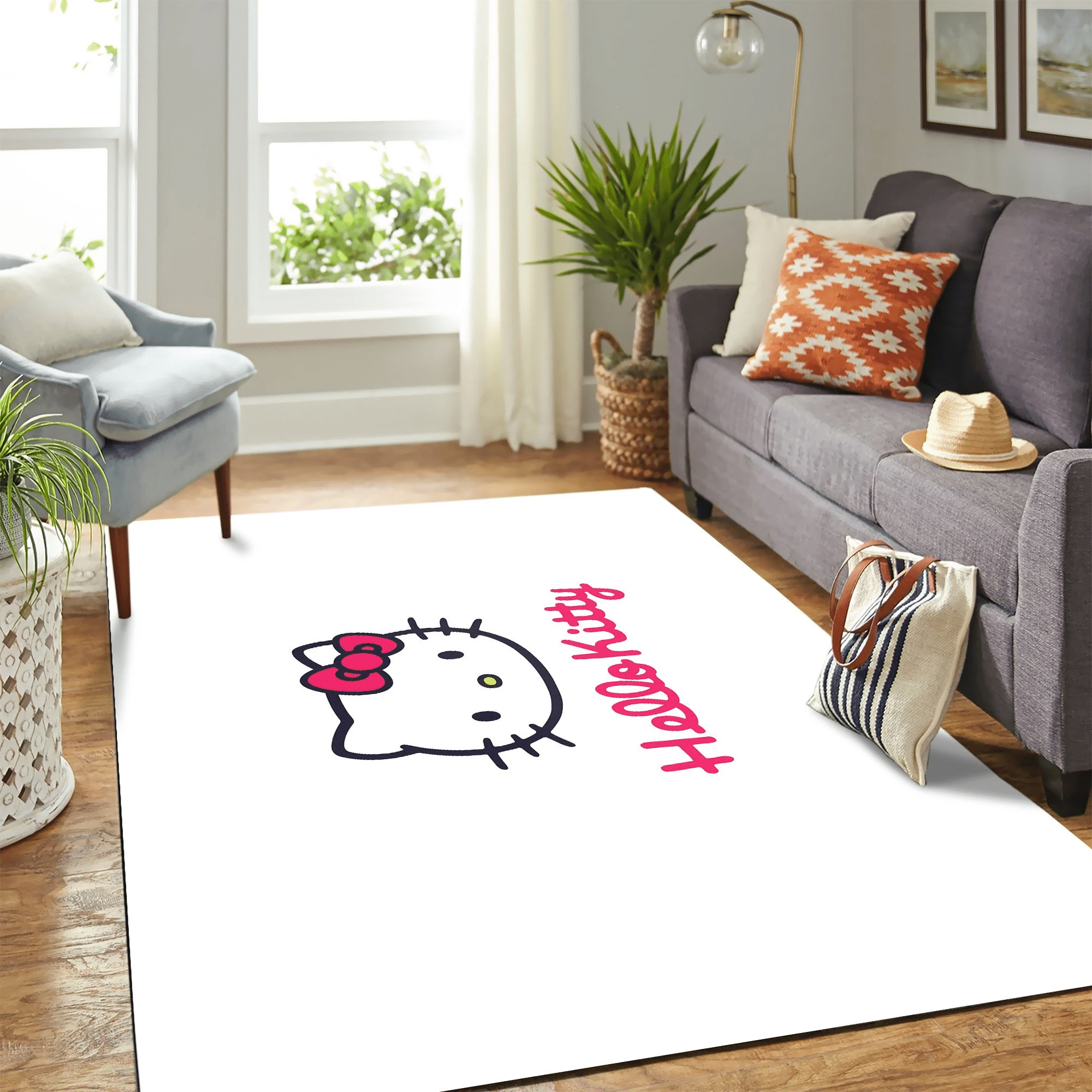 Hello Kitty White Carpet Floor Area Rug Chrismas Gift - Indoor Outdoor Rugs