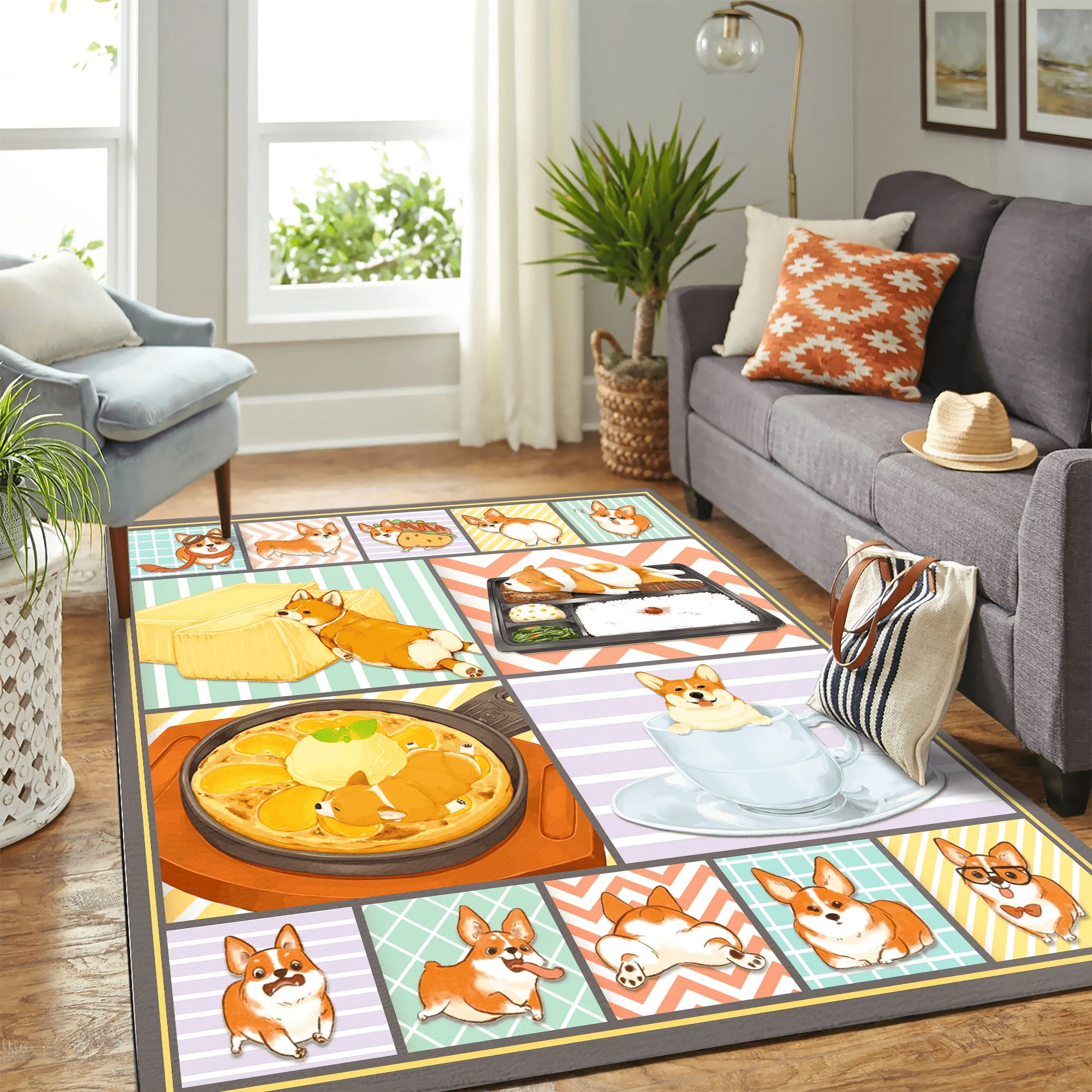 Corgi The Food Mk Carpet Area Rug Chrismas Gift - Indoor Outdoor Rugs