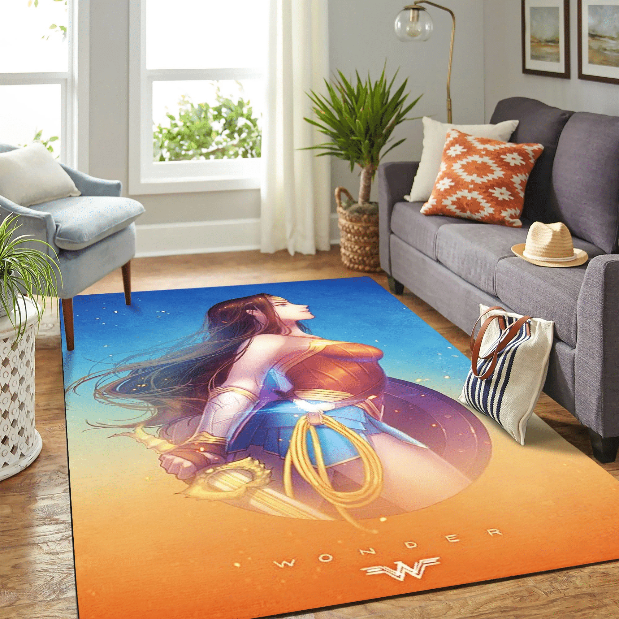 Wonder Woman Anime Carpet Floor Area Rug Chrismas Gift - Indoor Outdoor Rugs