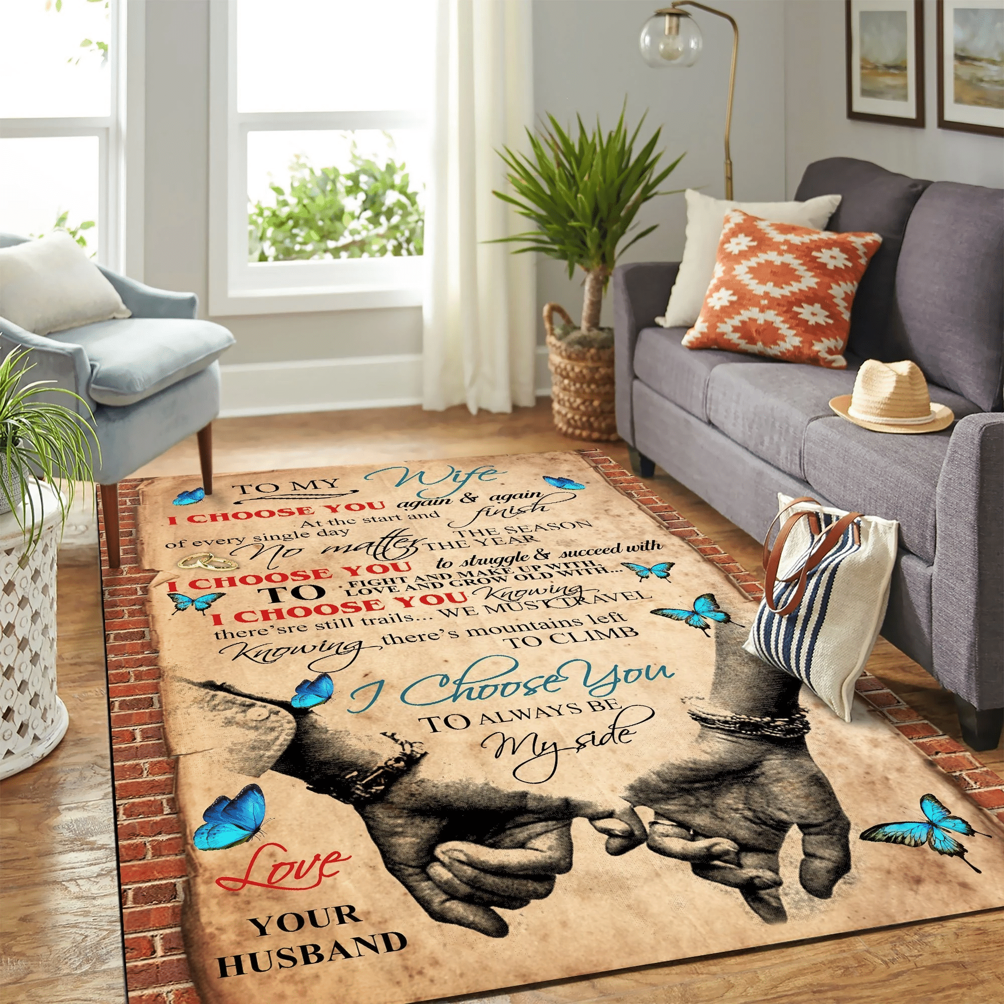 Quilt Blue Butterfly Mk Carpet Area Rug Chrismas Gift - Indoor Outdoor Rugs