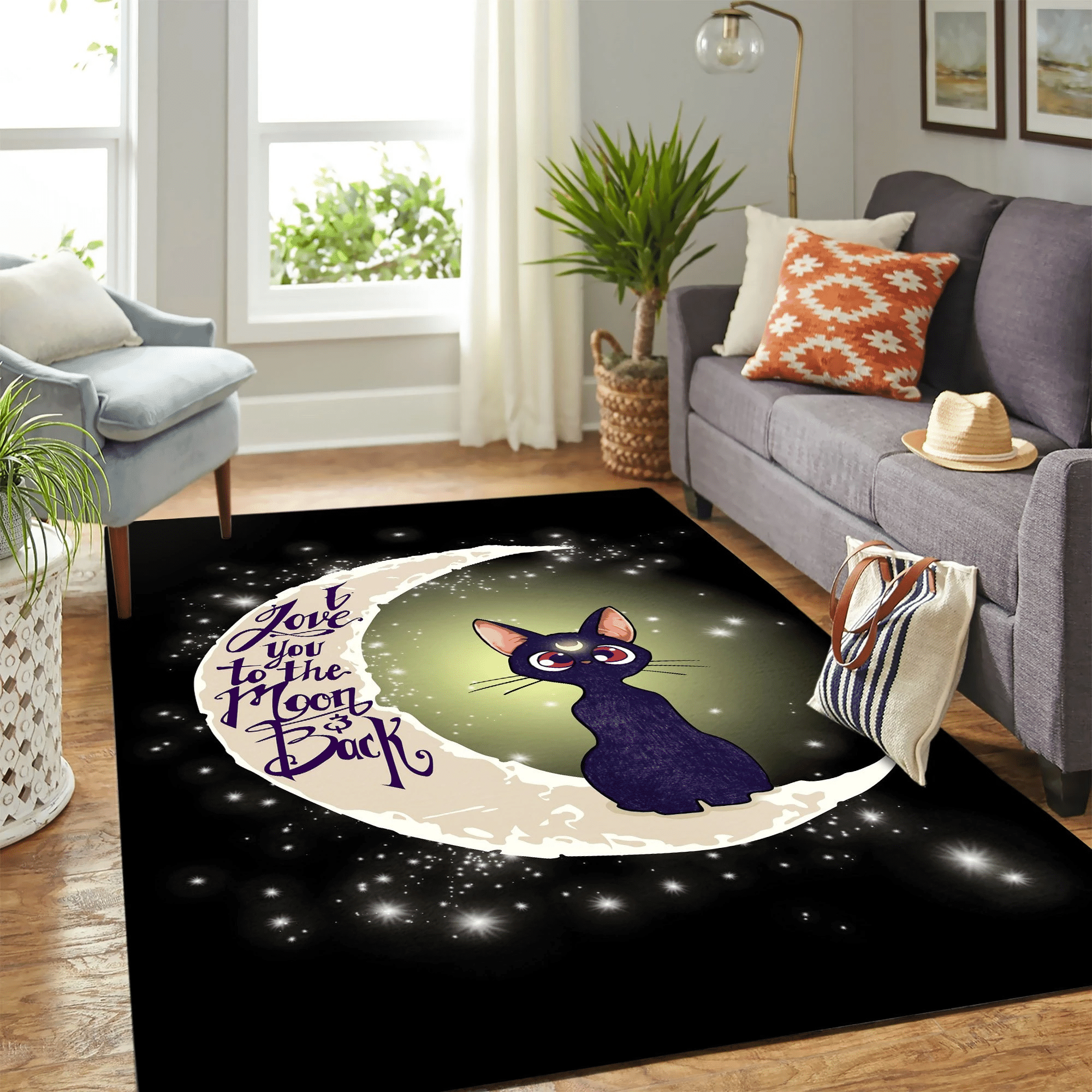 Jiji Cat Moon Carpet Floor Area Rug Chrismas Gift - Indoor Outdoor Rugs