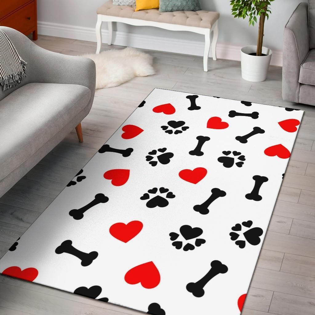 I Love Dog Pattern Area Rug Chrismas Gift - Indoor Outdoor Rugs