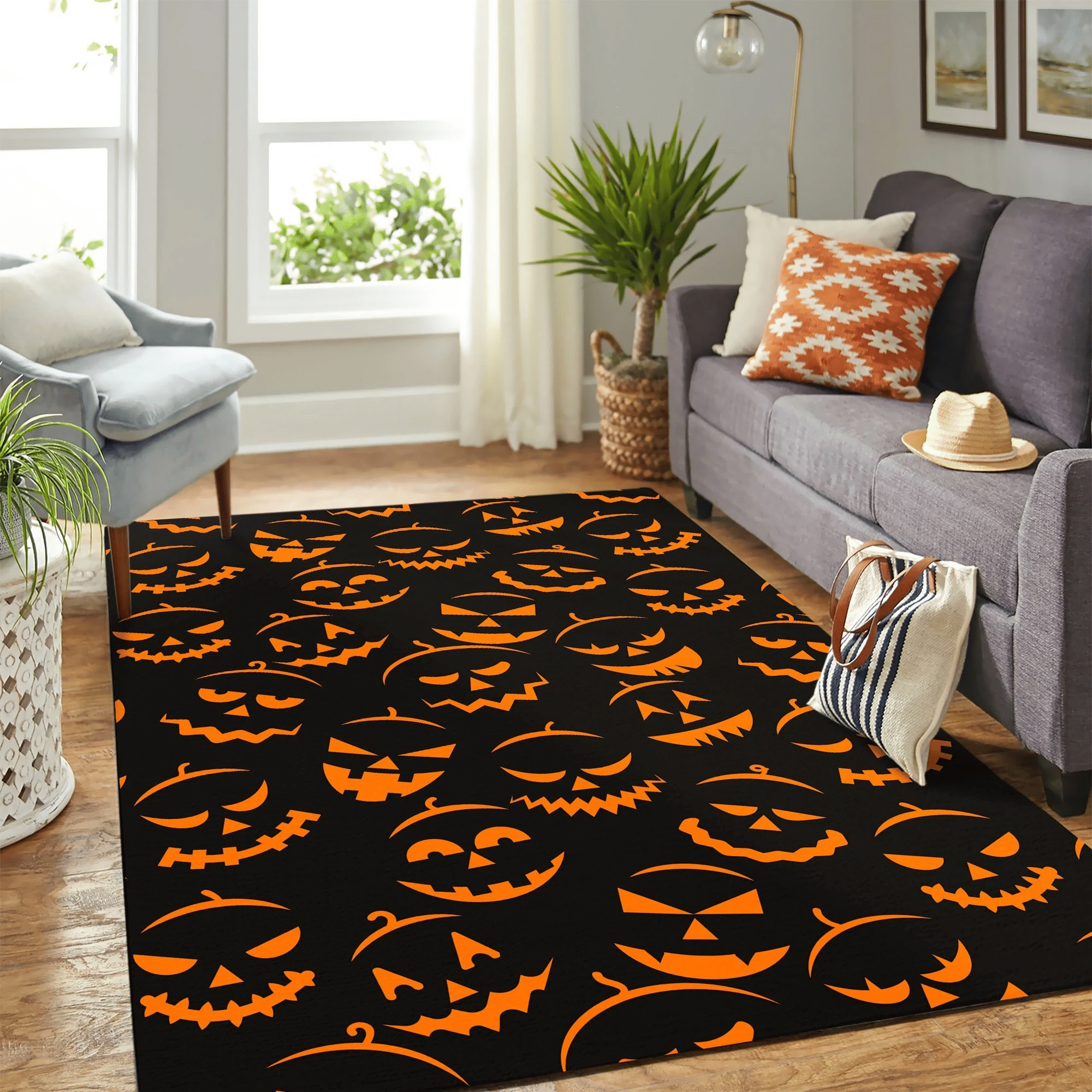 Halloween Face Pattern Carpet Rug Chrismas Gift - Indoor Outdoor Rugs