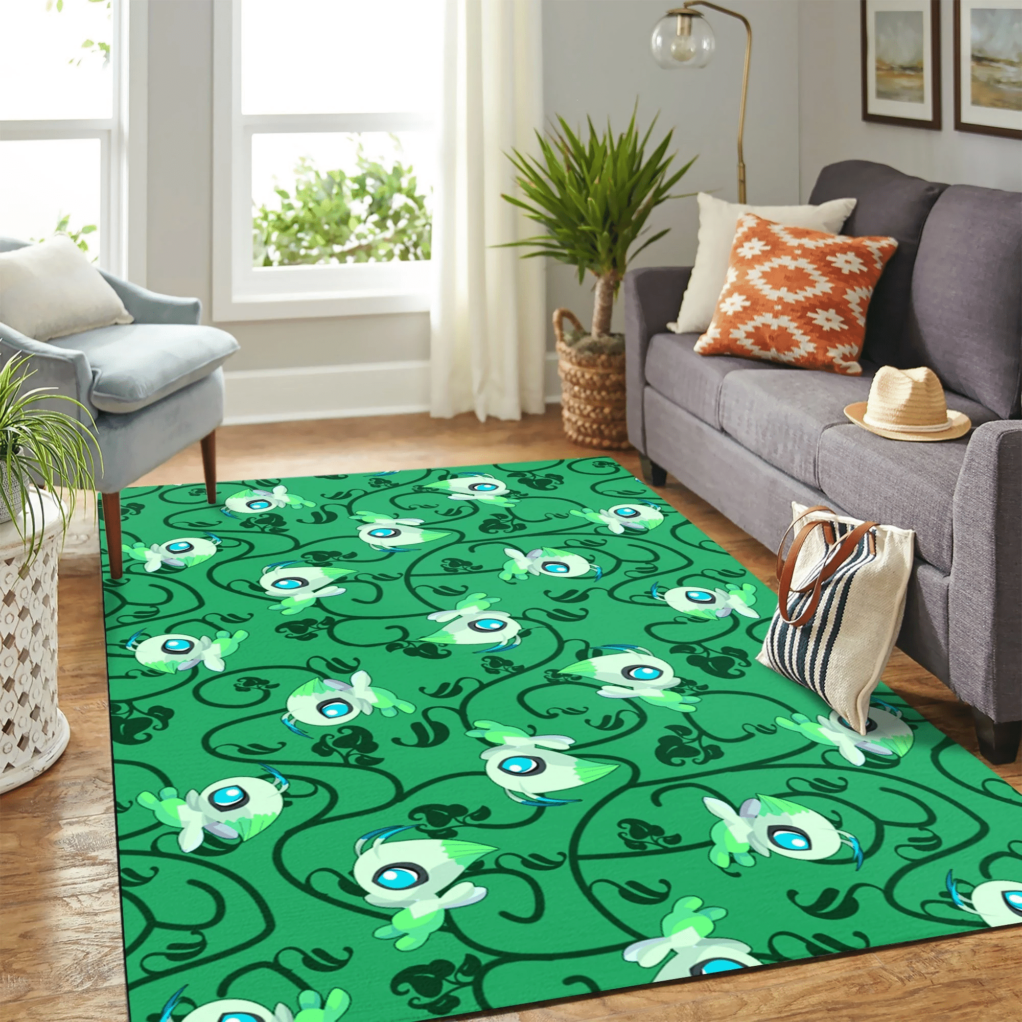 Celebi Green Pokemon Carpet Rug Chrismas Gift – Indoor Outdoor Rugs