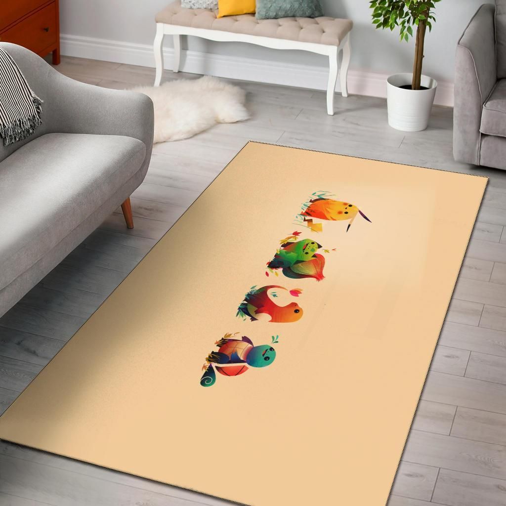 Pokemon Bulbasaur Pikachu Charmander Squirtle Area Rug Chrismas Gift - Indoor Outdoor Rugs