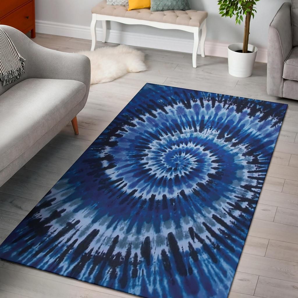 Blue Tie Dye Area Rug Chrismas Gift - Indoor Outdoor Rugs