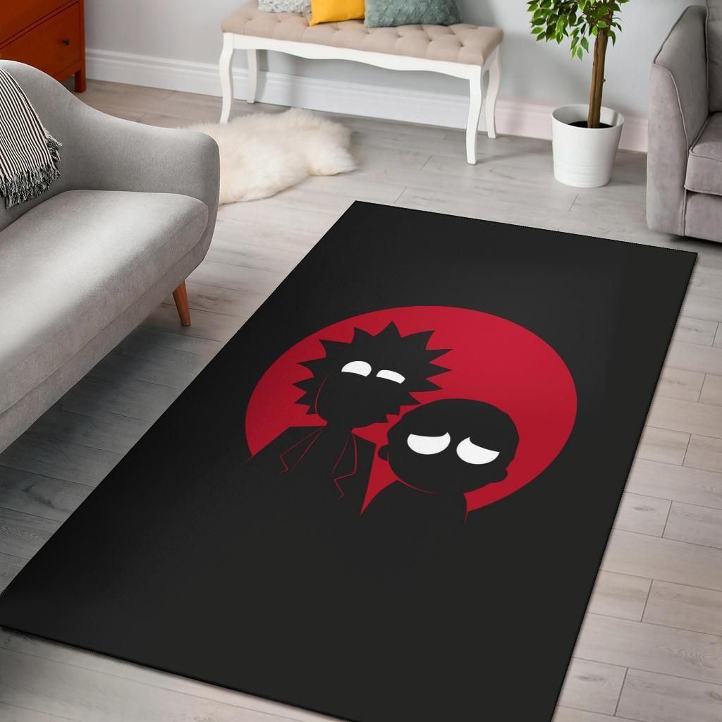 Rick And Morty Red Black Area Rug Chrismas Gift - Indoor Outdoor Rugs