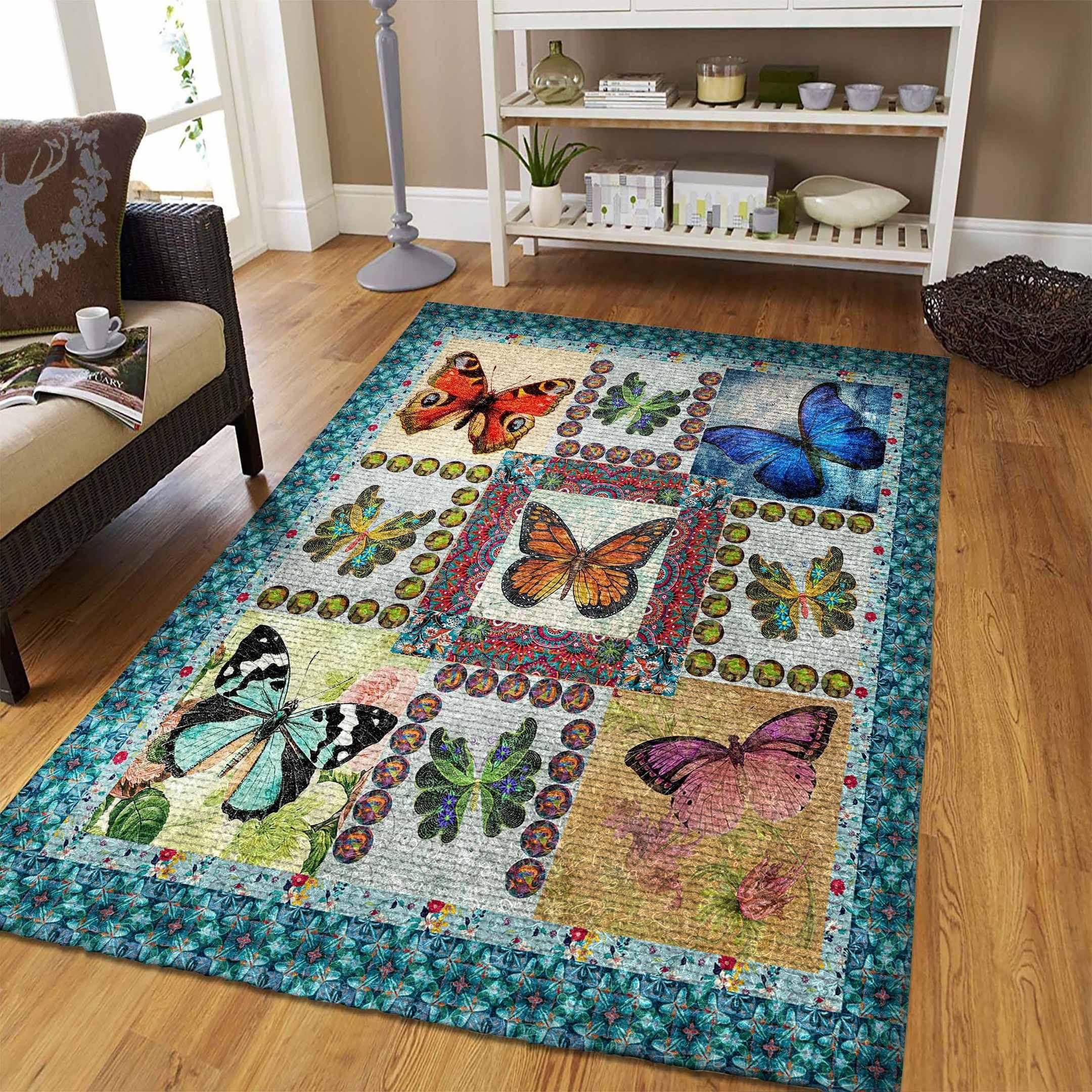 Butterfly Rug Chrismas Gift - Indoor Outdoor Rugs