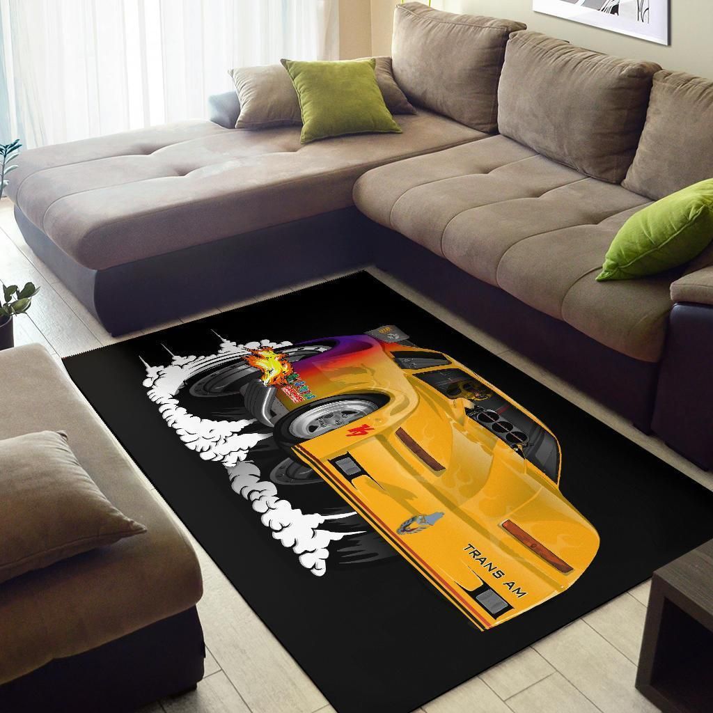 Yellow Firebird Trans Am Dragster Area Rug Chrismas Gift - Indoor Outdoor Rugs