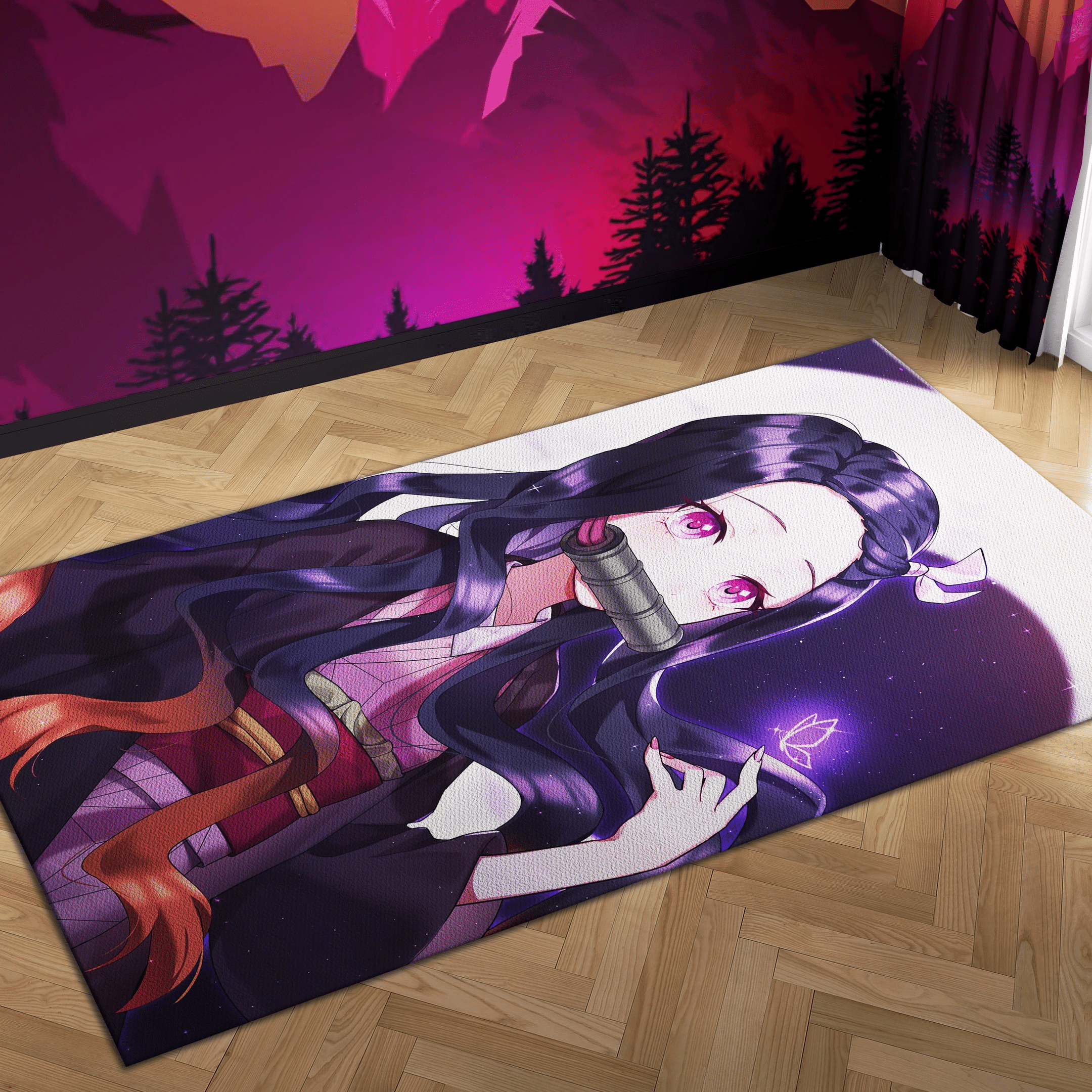 Kamado Nezuko Kimetsu No Yaiba Carpet Mock Area Rug Chrismas Gift - Indoor Outdoor Rugs