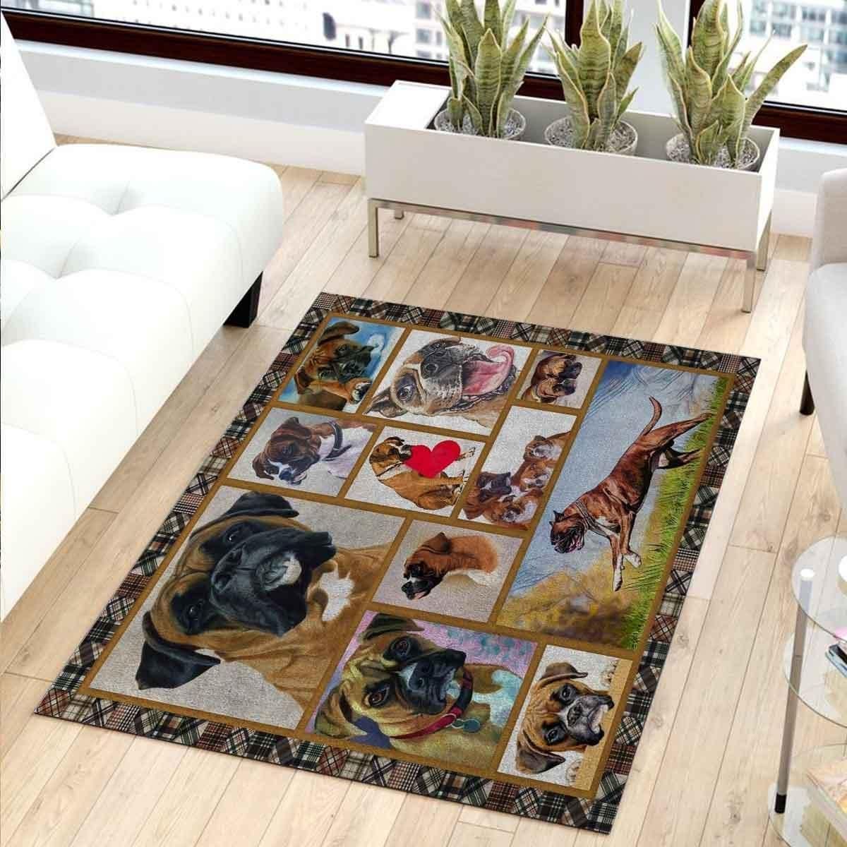 Boxer Heart Rug Chrismas Gift - Indoor Outdoor Rugs