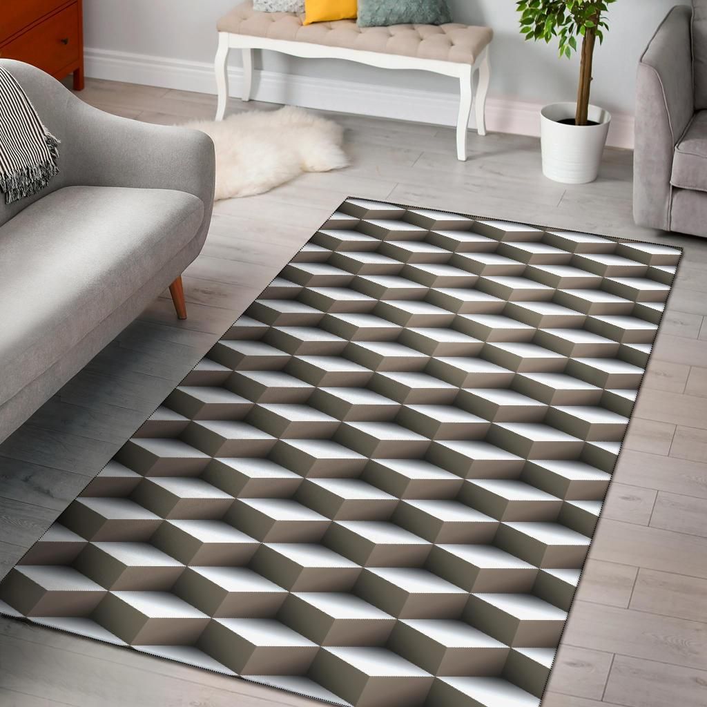 Cube Optical Illusion Area Rug Chrismas Gift - Indoor Outdoor Rugs