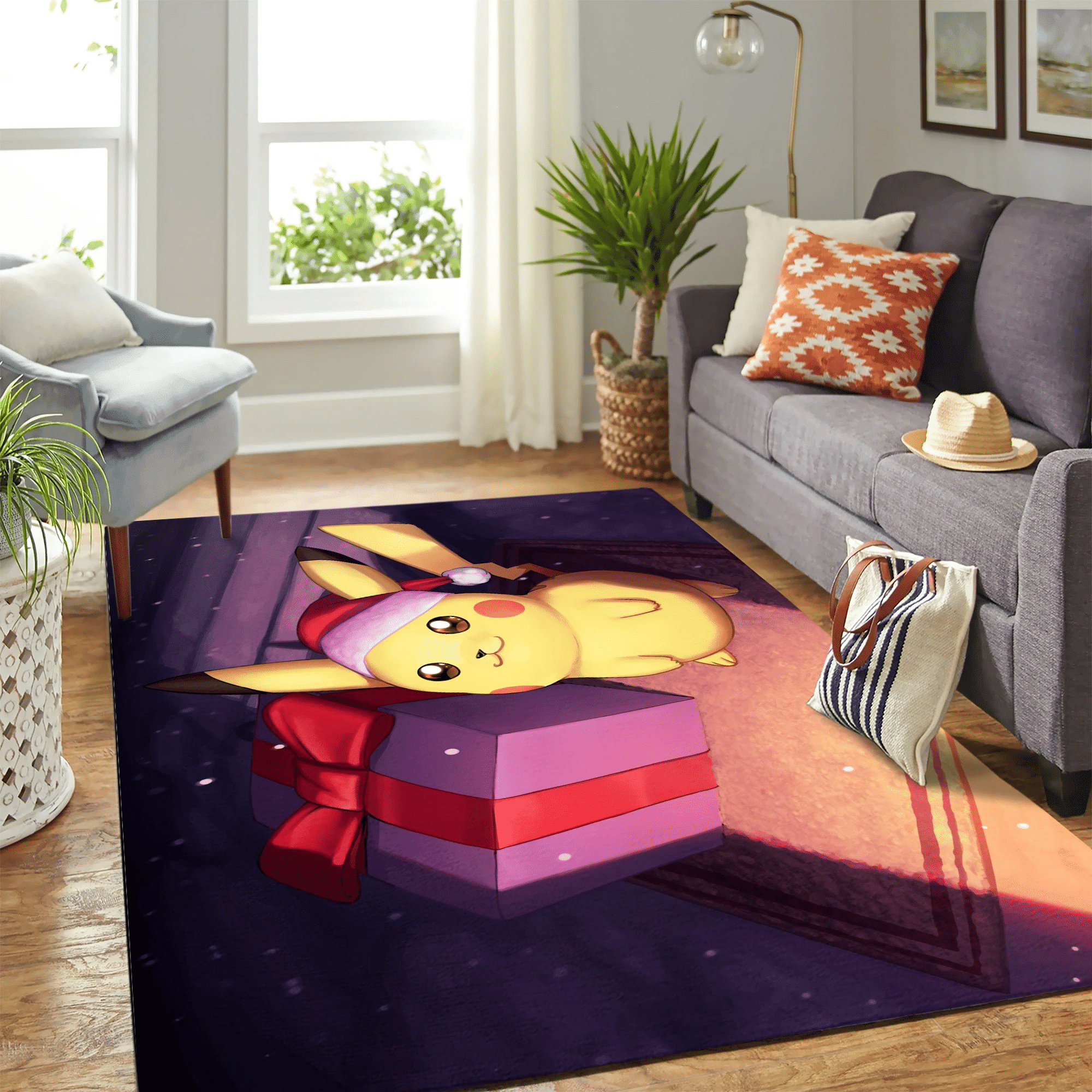 Pikachu En Navidad Carpet Floor Area Rug Chrismas Gift - Indoor Outdoor Rugs