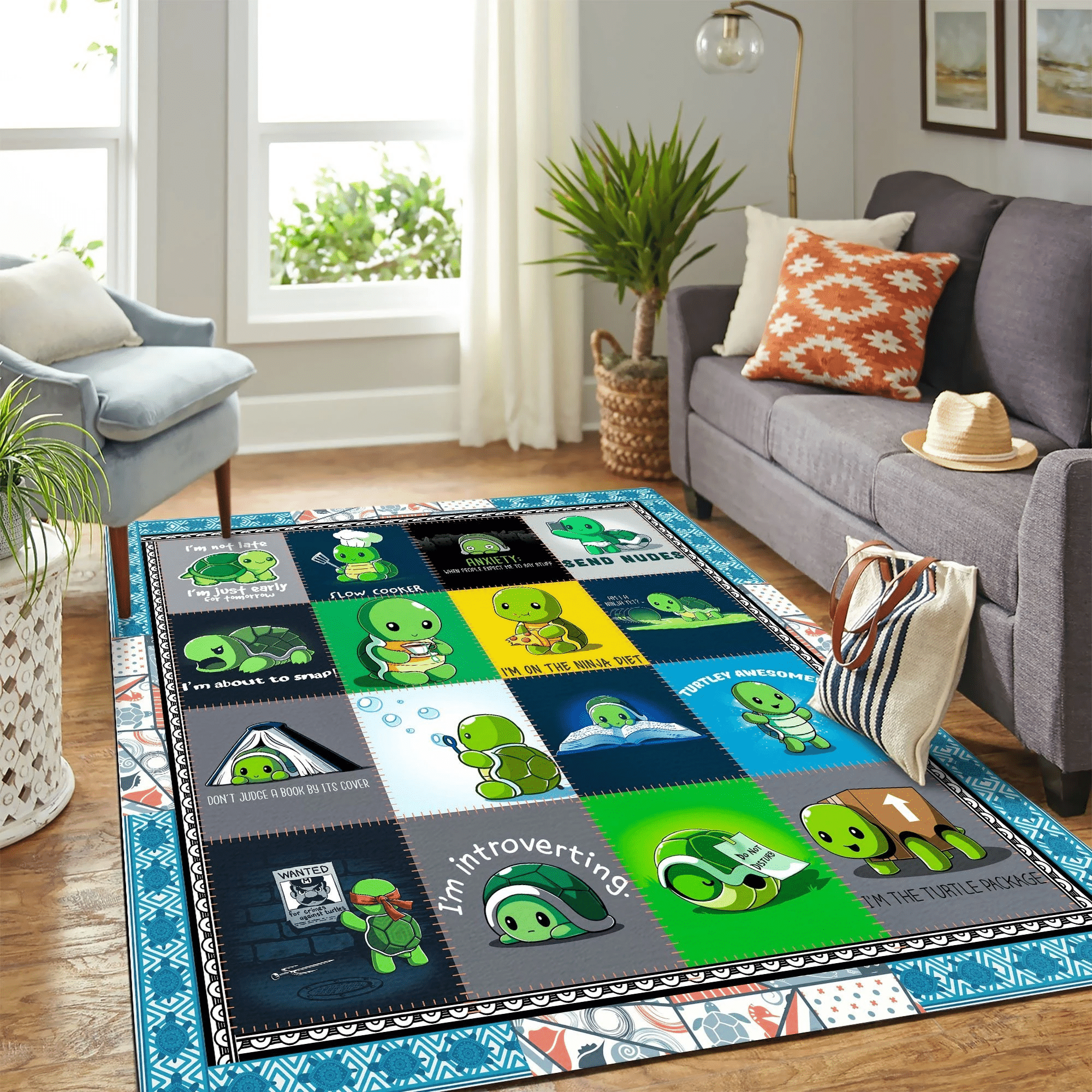 Funny Turtle Mk Carpet Area Rug Chrismas Gift - Indoor Outdoor Rugs