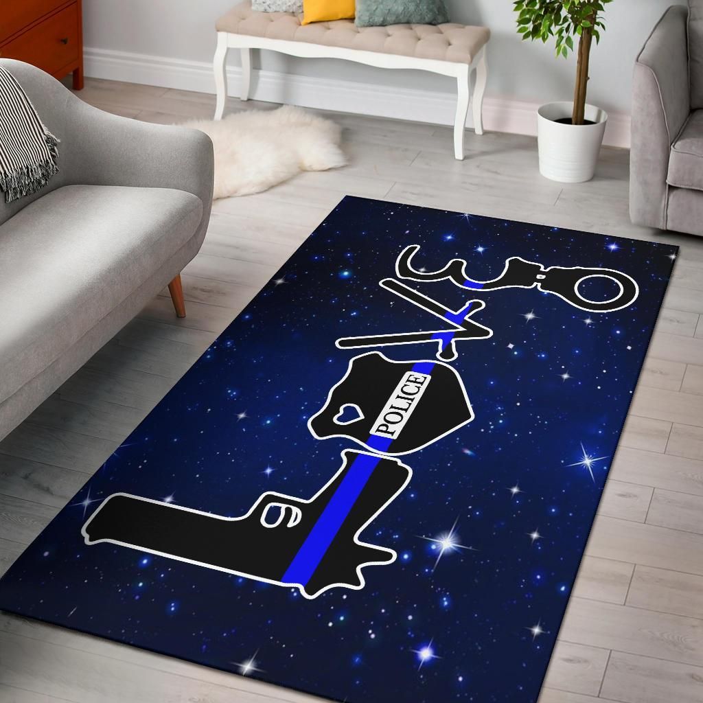 Love Thin Blue Line Area Rug Chrismas Gift - Indoor Outdoor Rugs