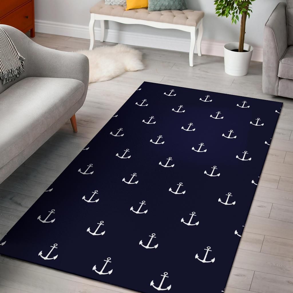 Anchor Pattern Navy Area Rug Chrismas Gift - Indoor Outdoor Rugs