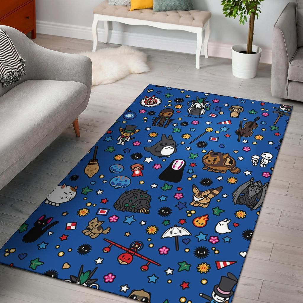 Ghibli Doodle Art Area Rug Chrismas Gift - Indoor Outdoor Rugs