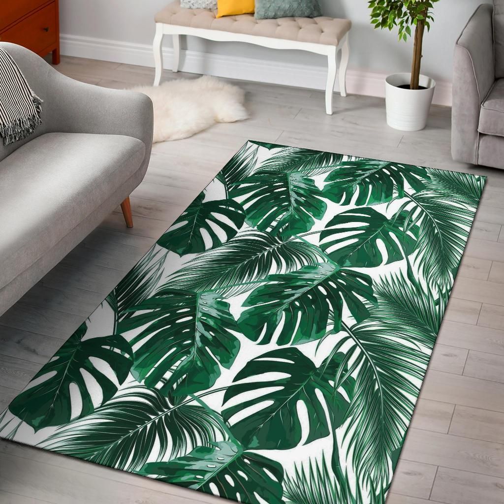 Jungle Palm Leaf Area Rug Chrismas Gift - Indoor Outdoor Rugs