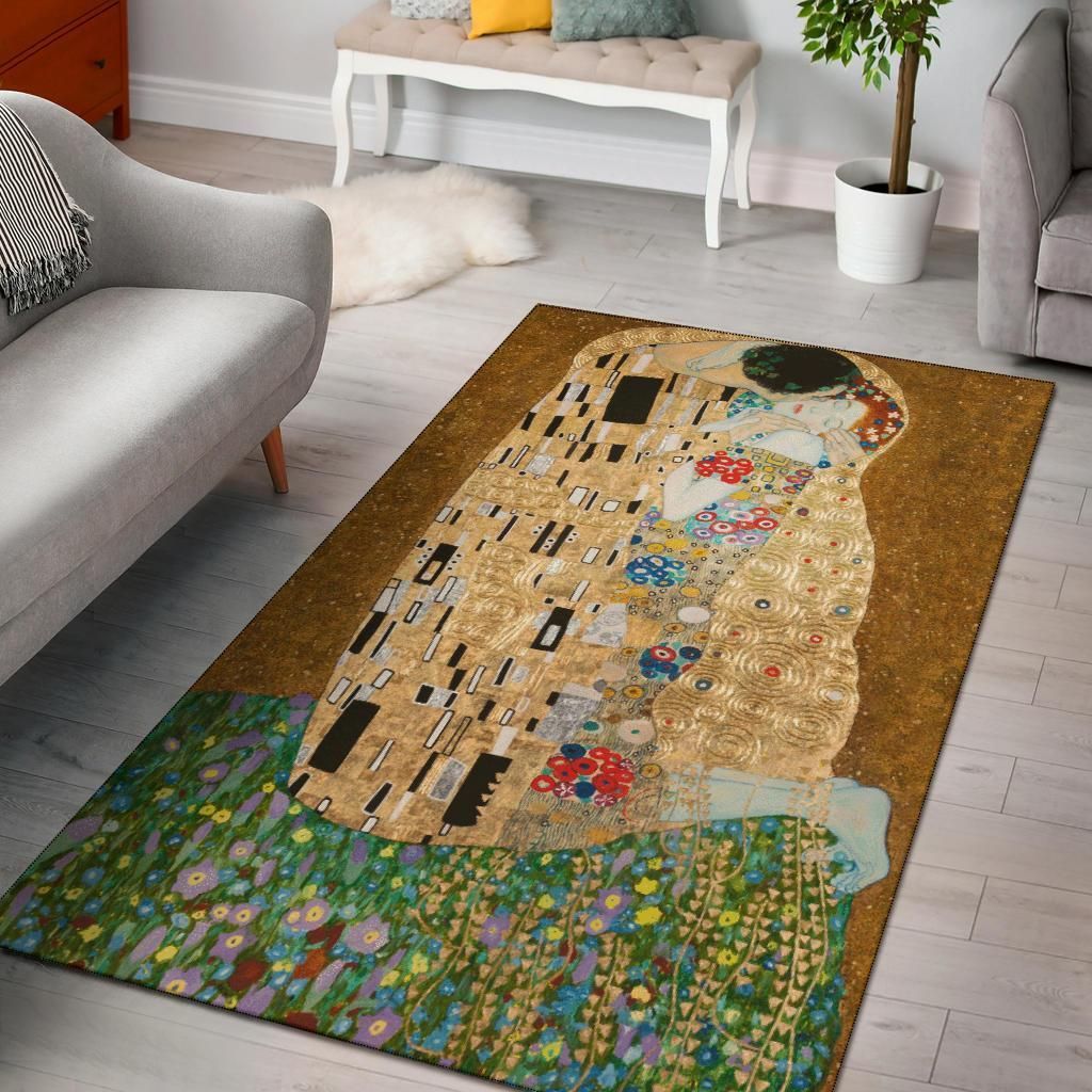 Gustav Klimt The Kiss Area Rug Chrismas Gift - Indoor Outdoor Rugs