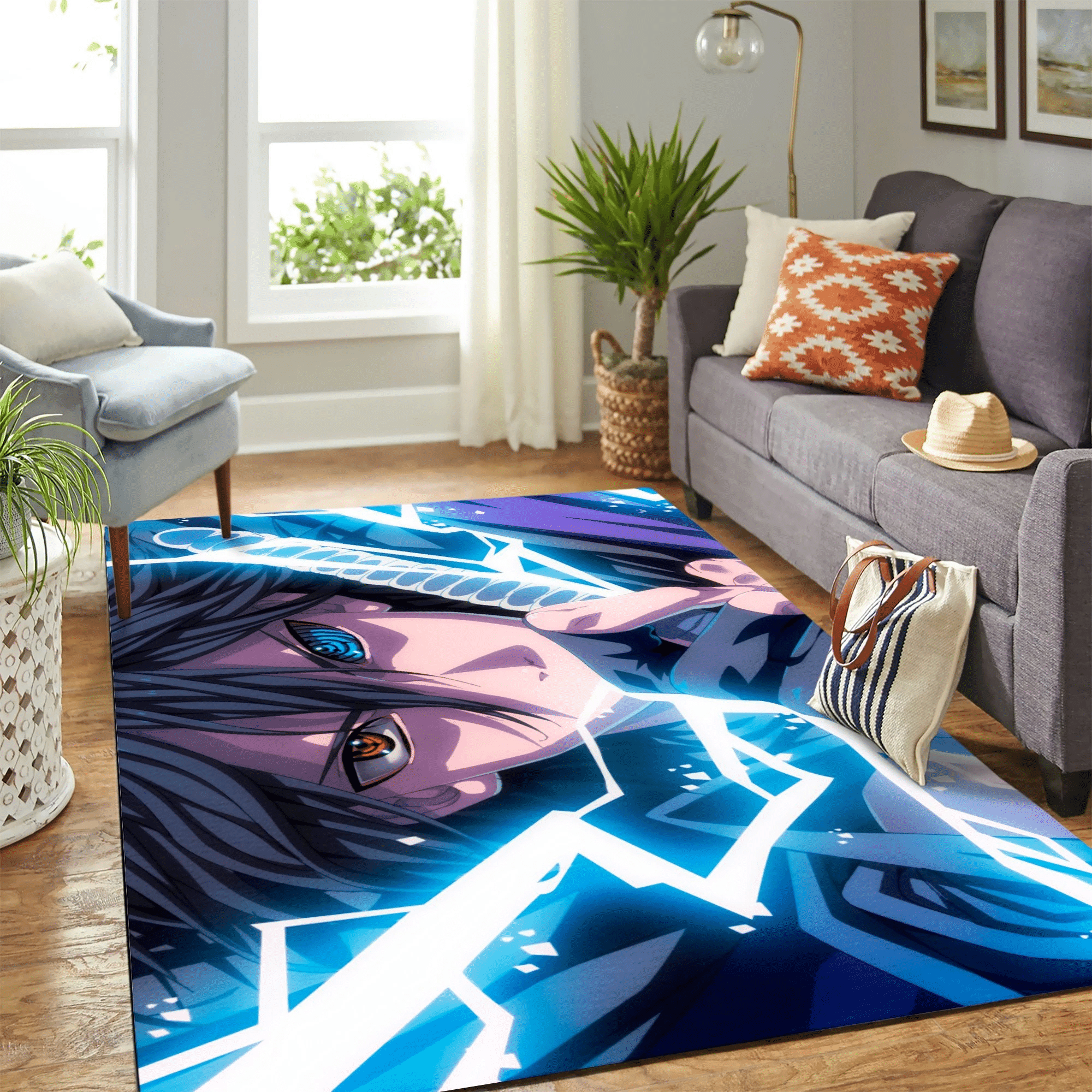 Sasuke Sharingan Rinnegan Eyes Lightning Carpet Floor Area Rug Chrismas Gift – Indoor Outdoor Rugs