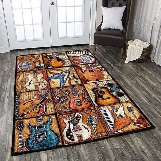 Music Art Guitar Area Rug Chrismas Gift - Indoor Outdoor Rugs