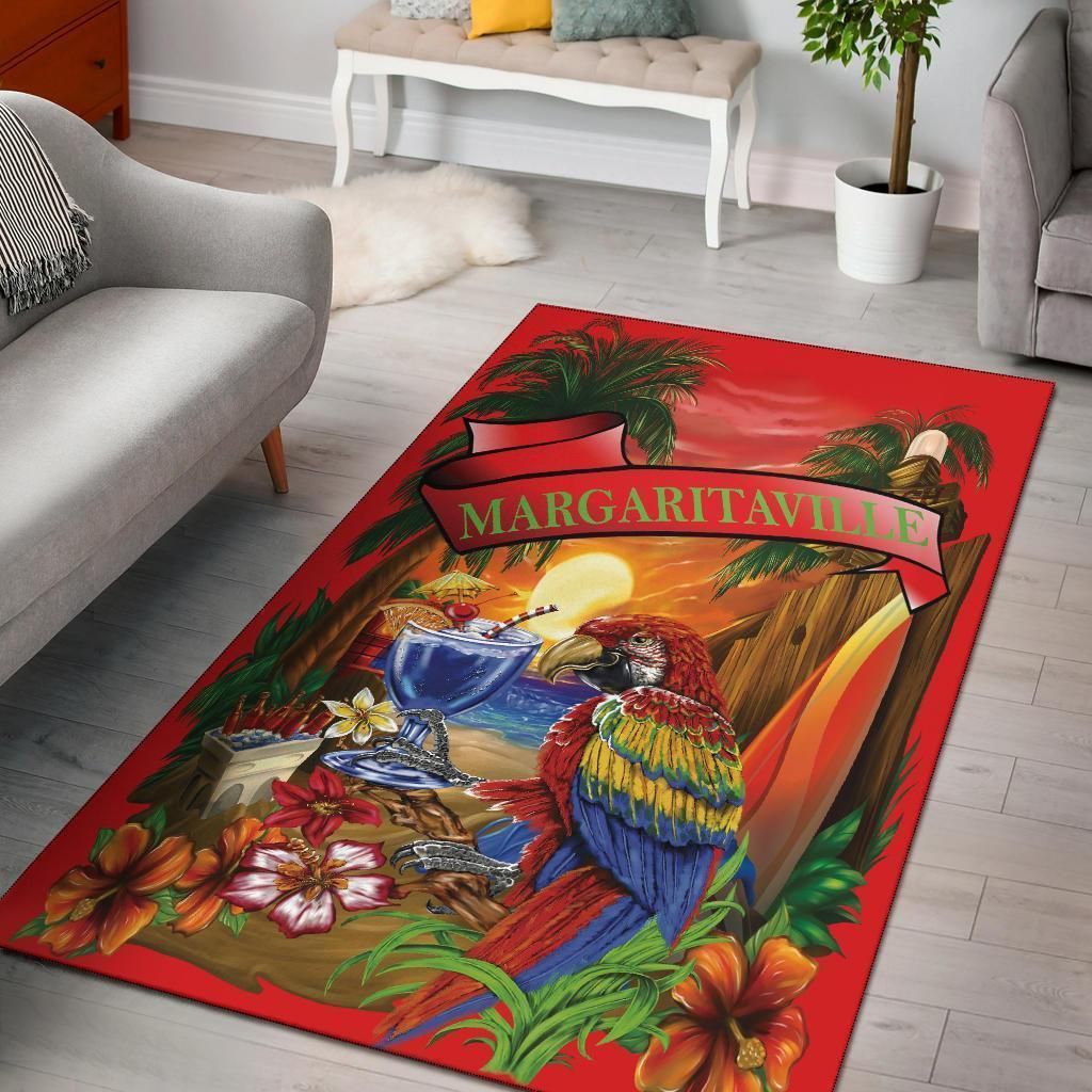 Margaritaville Parrot Red Beach Area Rug Chrismas Gift - Indoor Outdoor Rugs