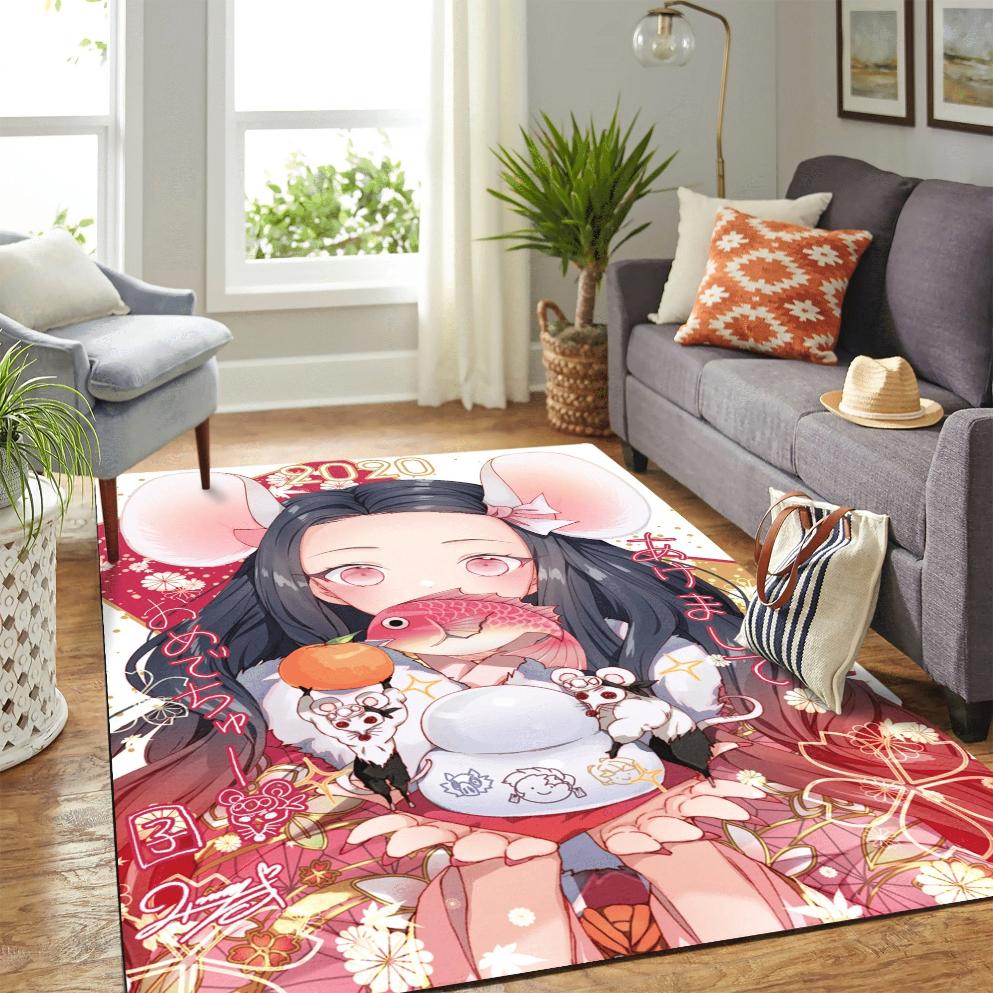 Kamado Nezuko Kimetsu No Yaiba Carpet Floor Area Rug Chrismas Gift - Indoor Outdoor Rugs