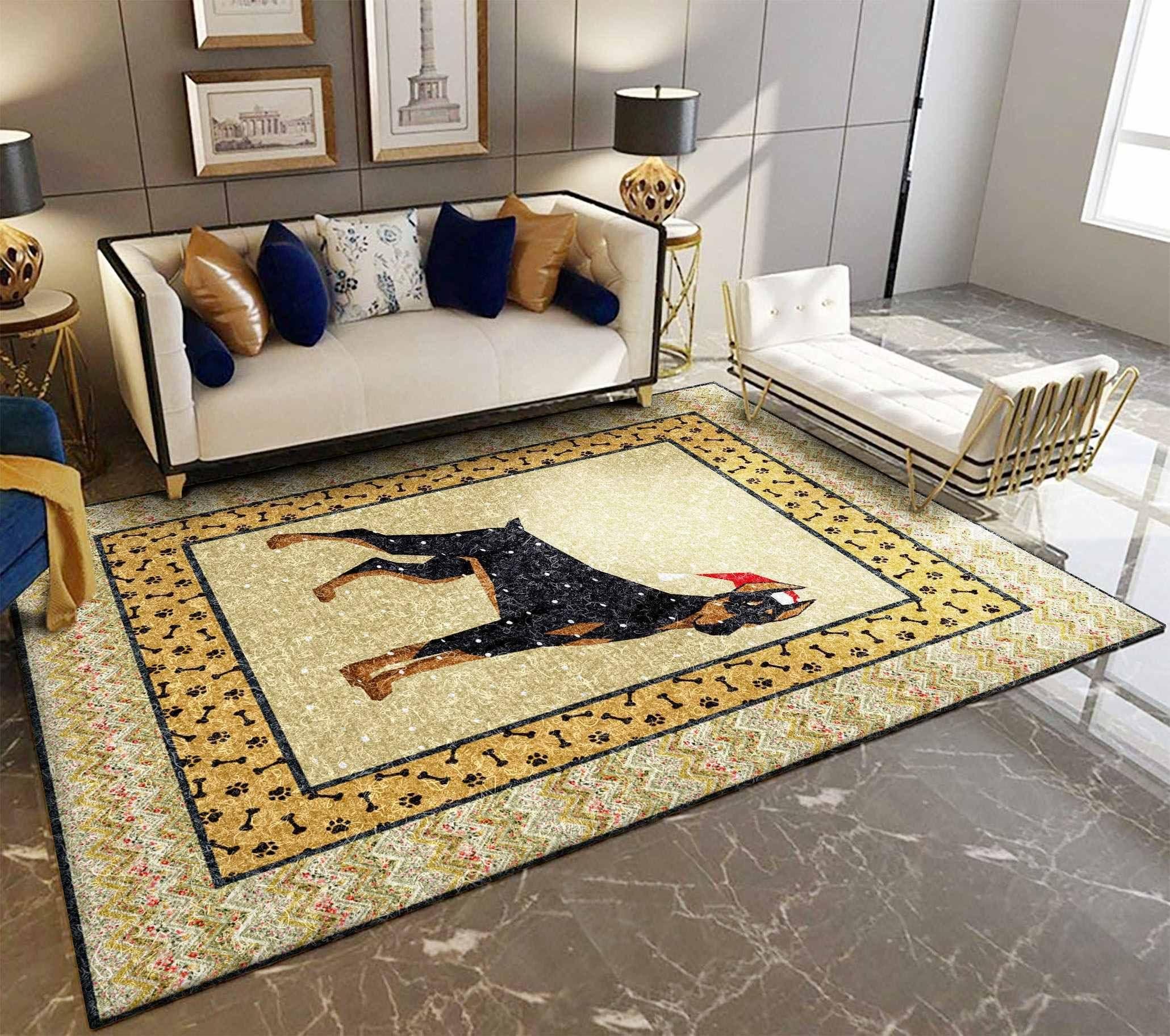 Doberman Pinscher Rug Chrismas Gift - Indoor Outdoor Rugs