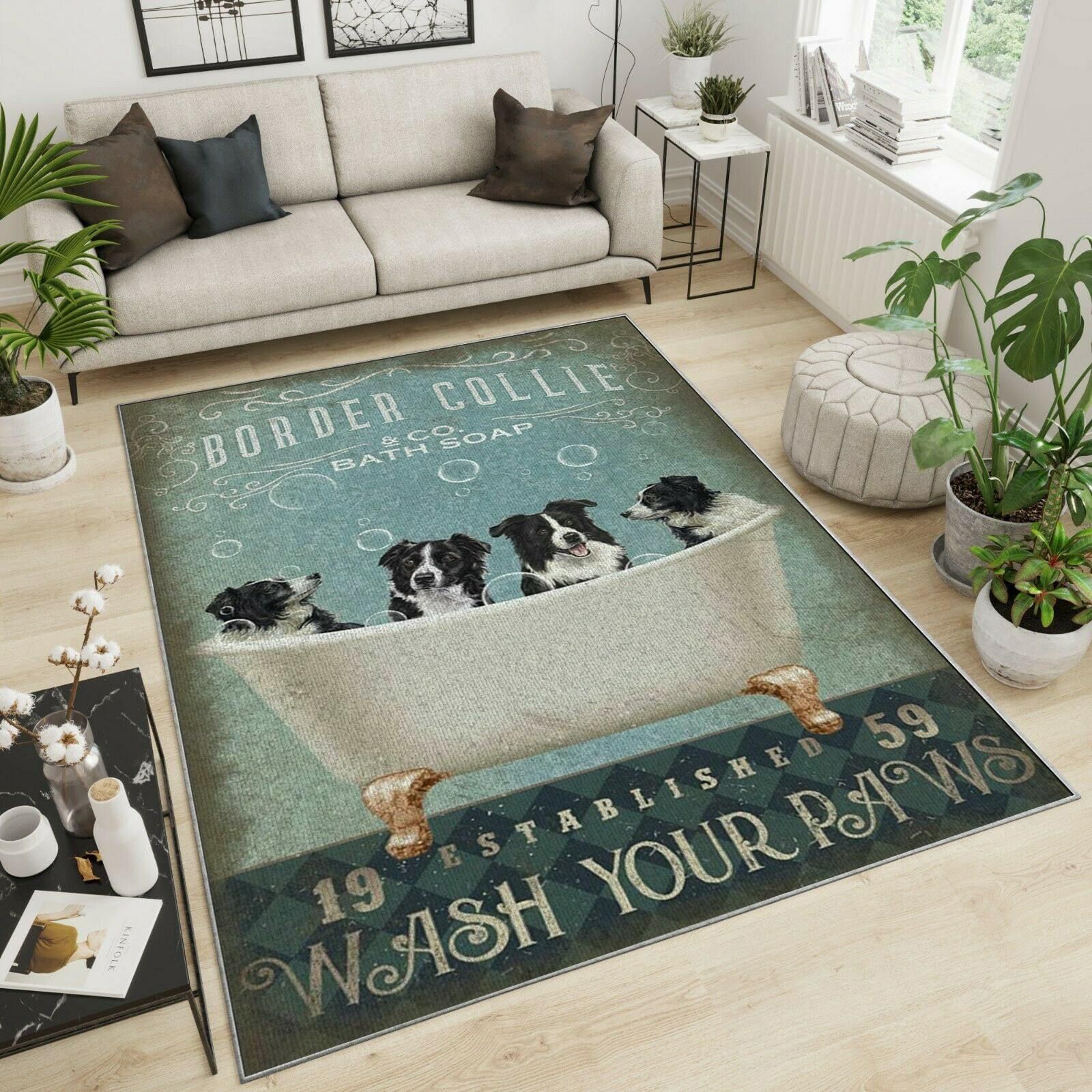 Border Collie Area Rug Chrismas Gift - Indoor Outdoor Rugs