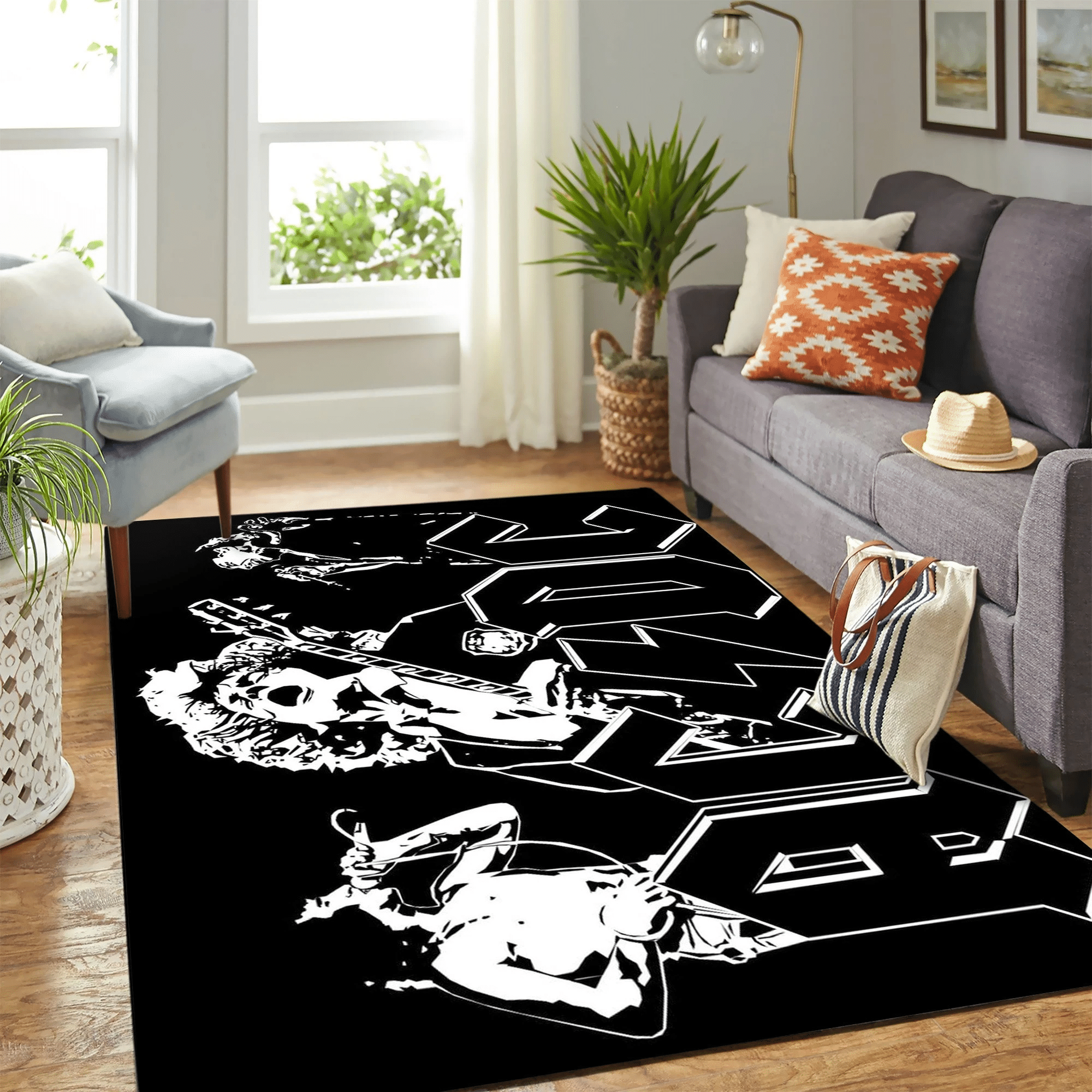 Acdc Black Carpet Floor Area Rug Chrismas Gift - Indoor Outdoor Rugs