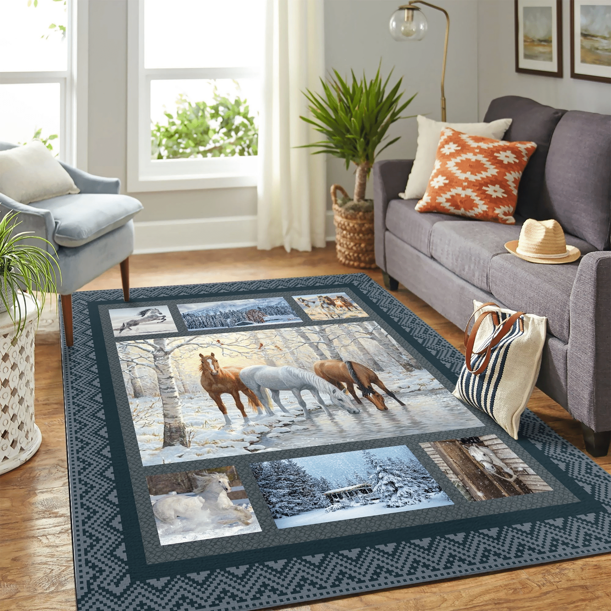 Horse Mk Carpet Area Rug Chrismas Gift - Indoor Outdoor Rugs