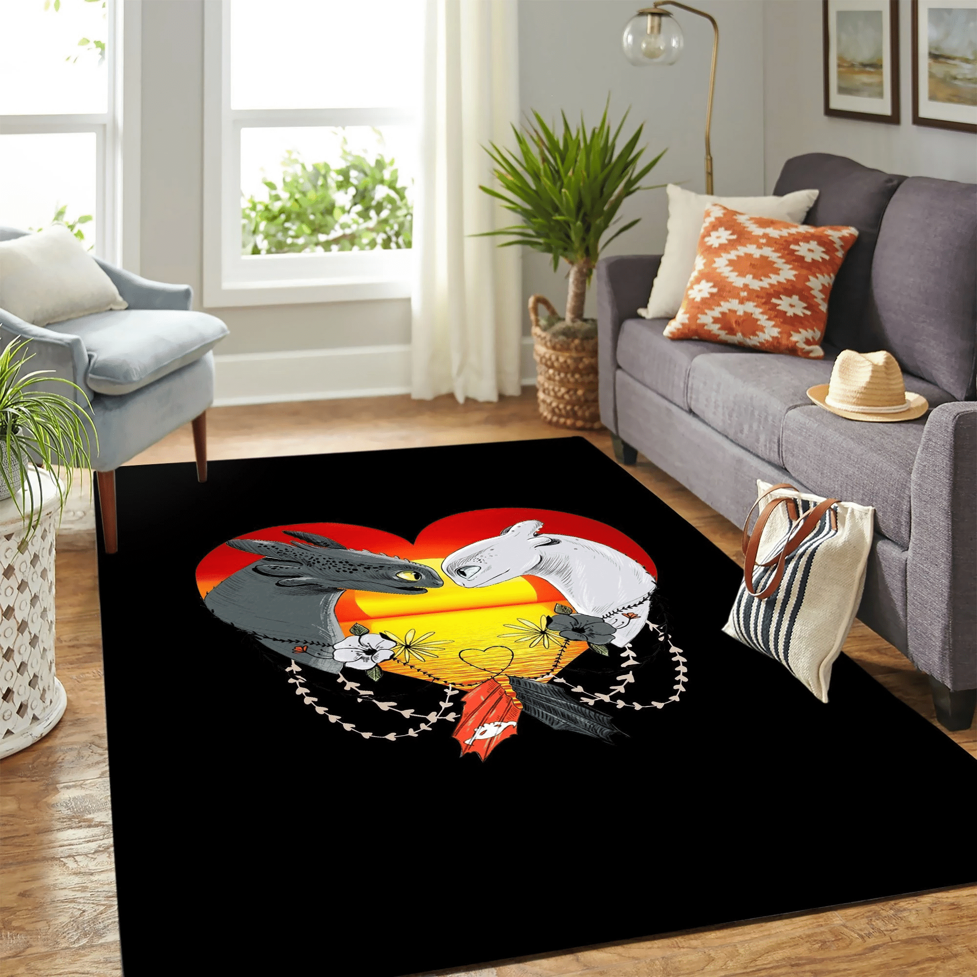 Toothless And The Light Fury Carpet Rug Chrismas Gift - Indoor Outdoor Rugs