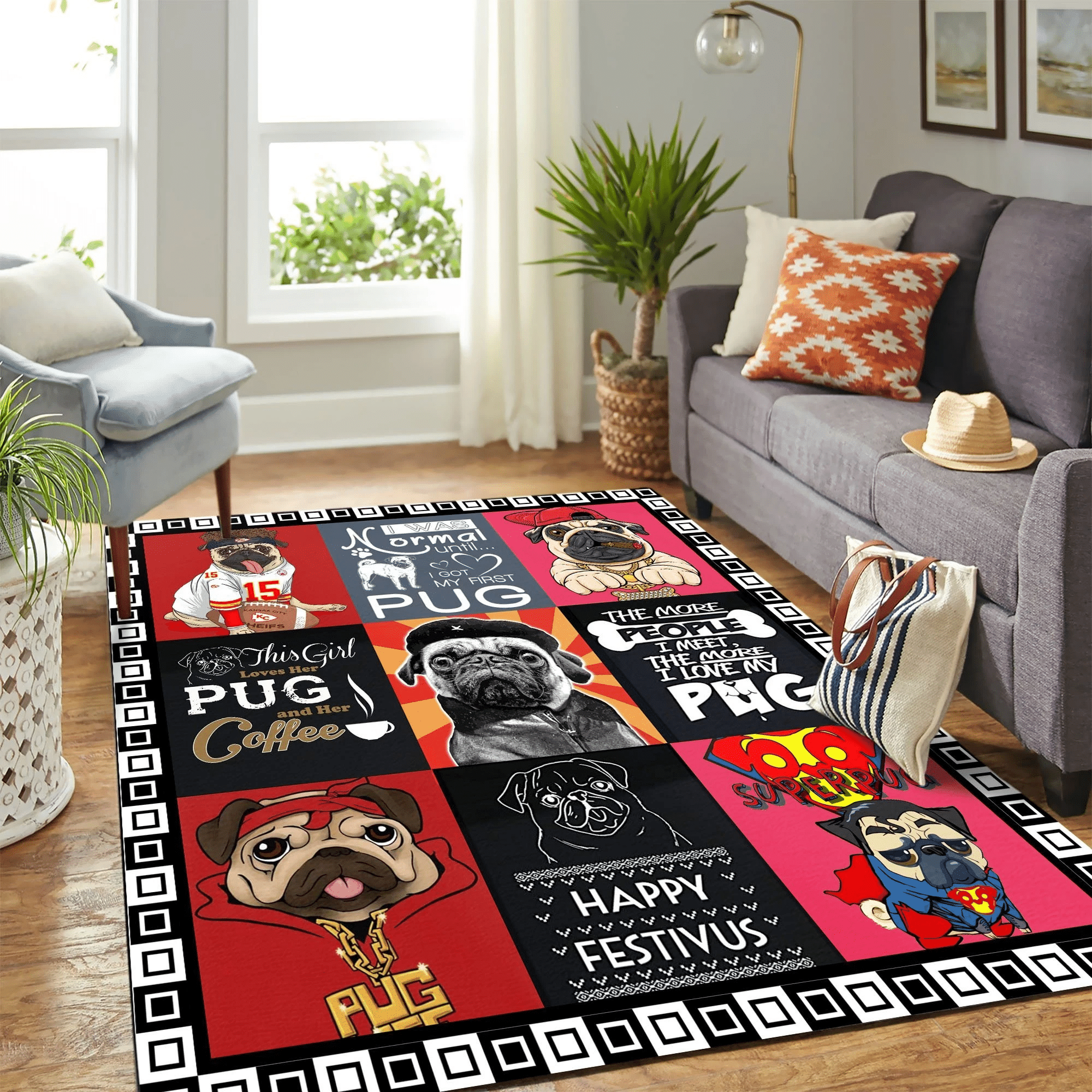 Cute Pug Mk Carpet Area Rug Chrismas Gift - Indoor Outdoor Rugs