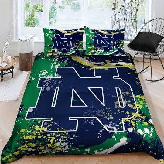 3d Notre Dame Fighting Irish Logo Duvet Cover Bedding Set