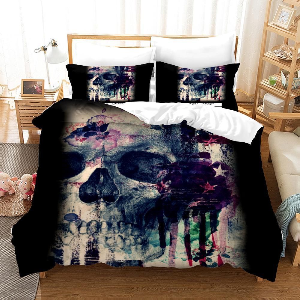 3d Black Skull Bedding Set Bedding Sets Duvet Cover Bedroom