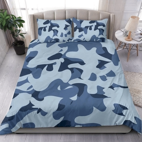 Blue Camouflage Bedding Sets Duvet Cover Bedroom Quilt Bed Sets