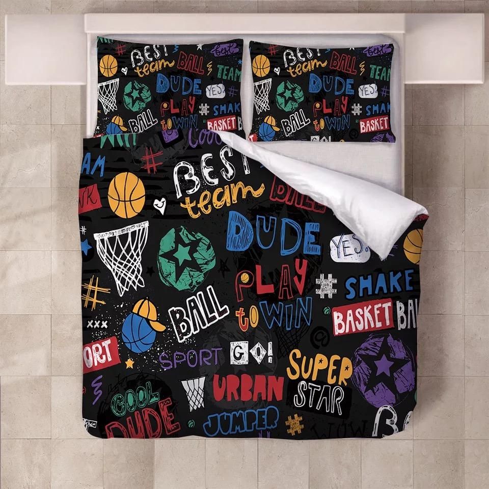 Basketball Graffiti 10 Duvet Cover Quilt Cover Pillowcase Bedding Set