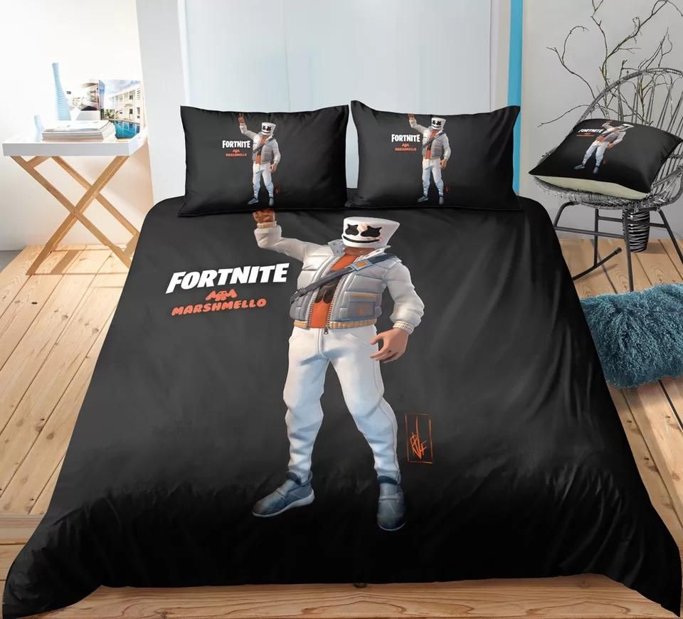 Fortnite Team Marshmellow 23 Duvet Cover Pillowcase Bedding Sets Home